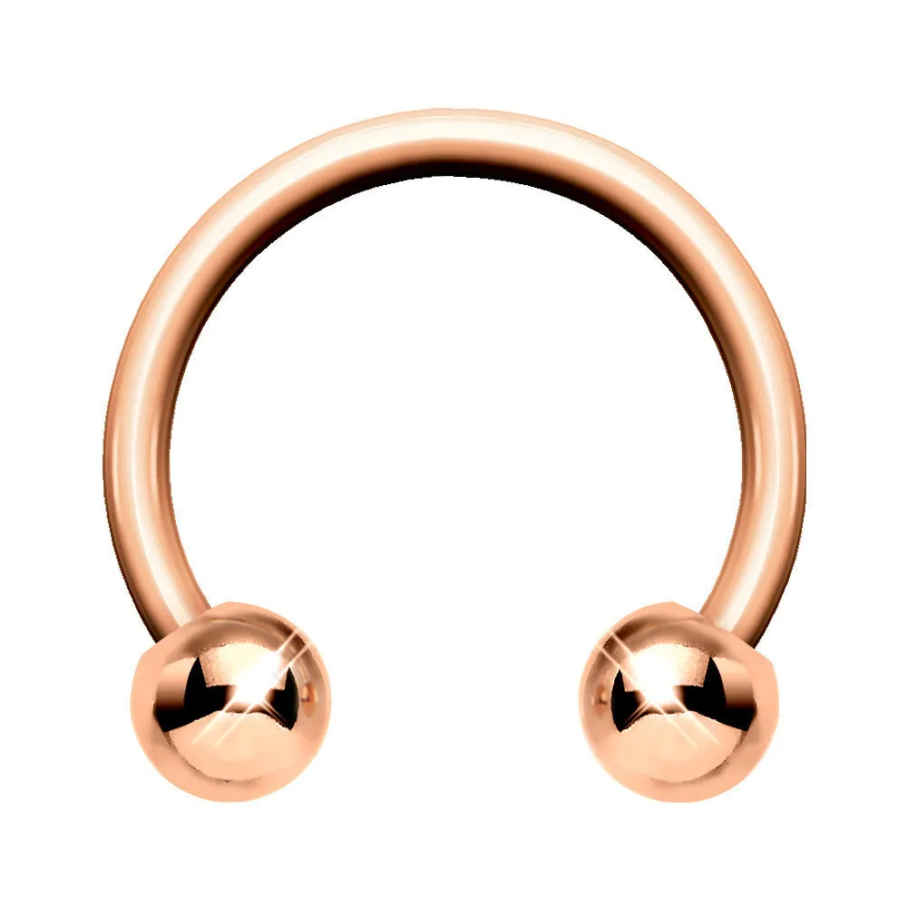 18 Gauge Rose Gold Circular Horseshoe Barbell 5/16 3mm Ball