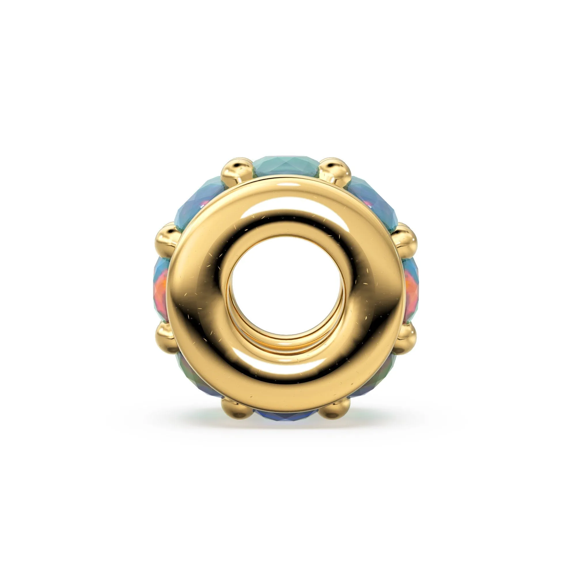 18k Solid Yellow Gold 3.8mm Ethiopian Opal Eternity Rondelle Wheel Bead