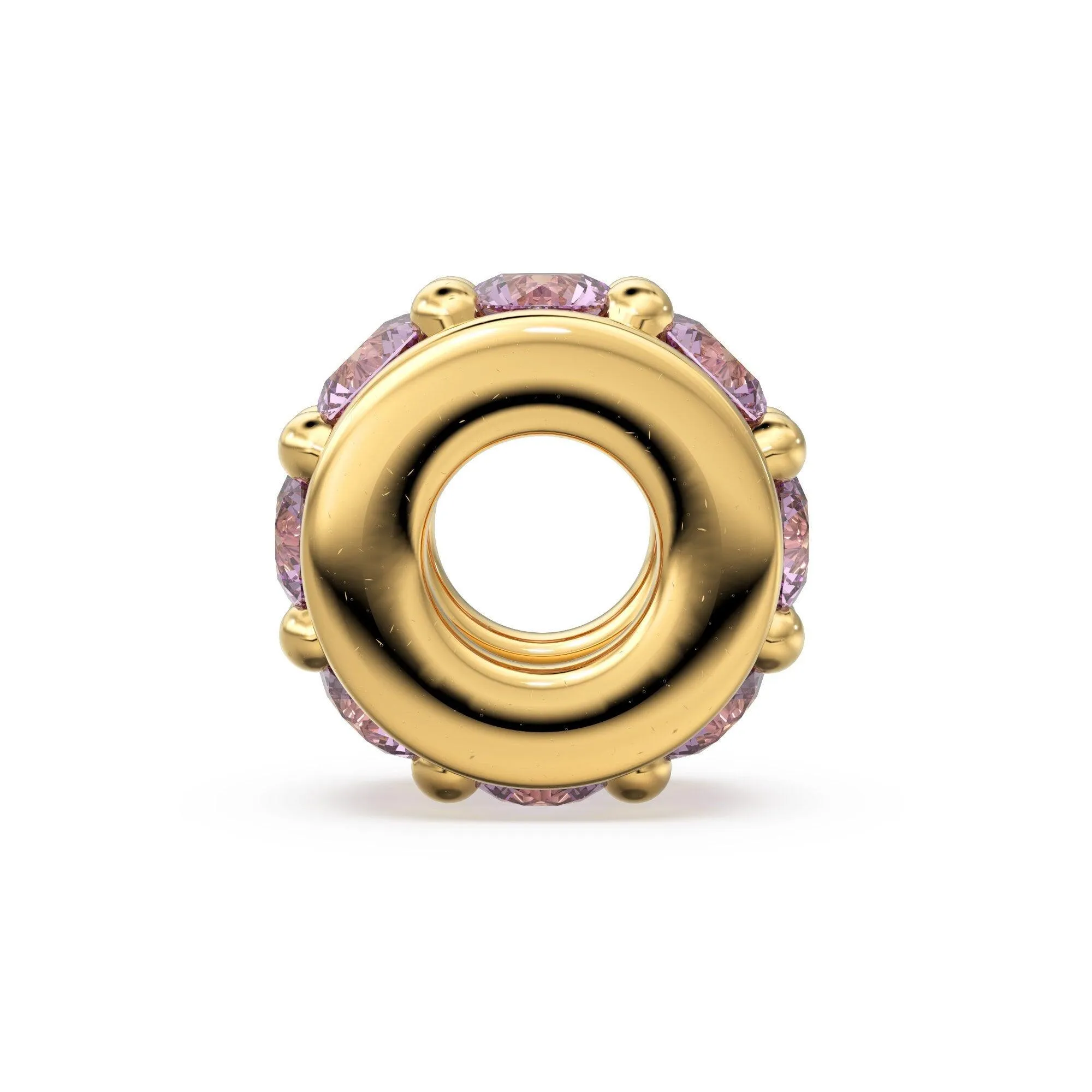 18k Solid Yellow Gold 5mm Morganite Eternity Rondelle Wheel Bead