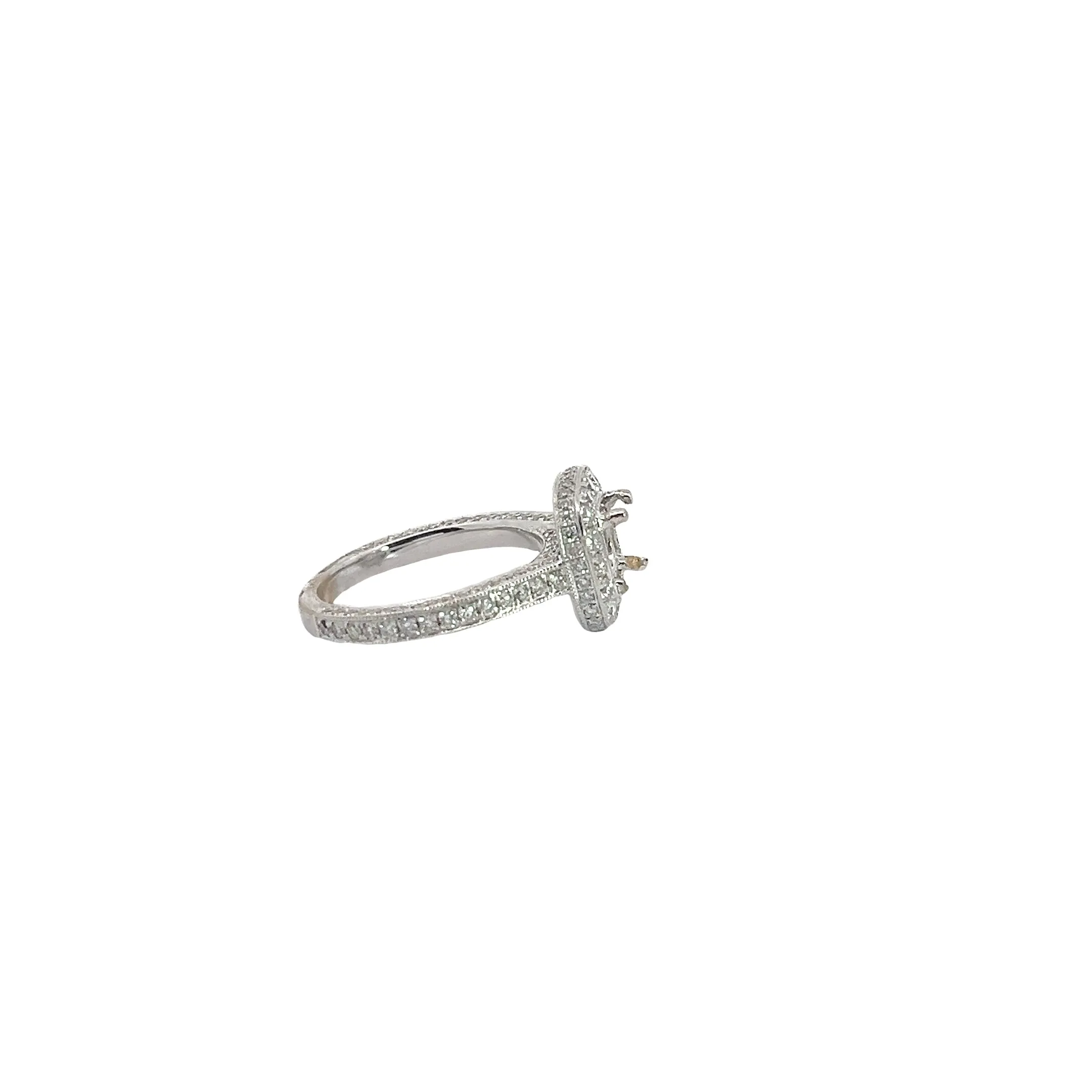 18k White Gold .75ct F VS2 Round Diamond Semi-Mount Ring