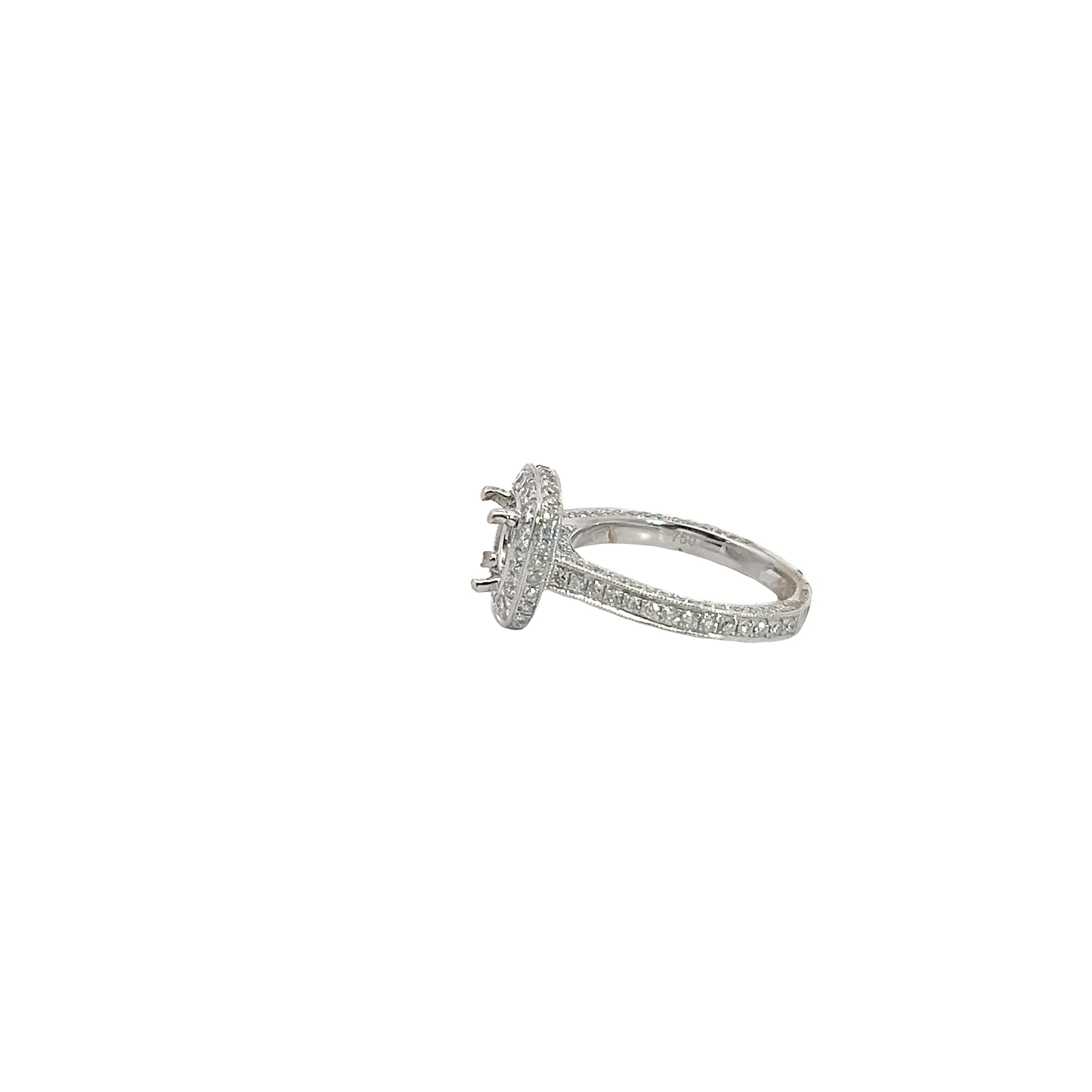 18k White Gold .75ct F VS2 Round Diamond Semi-Mount Ring