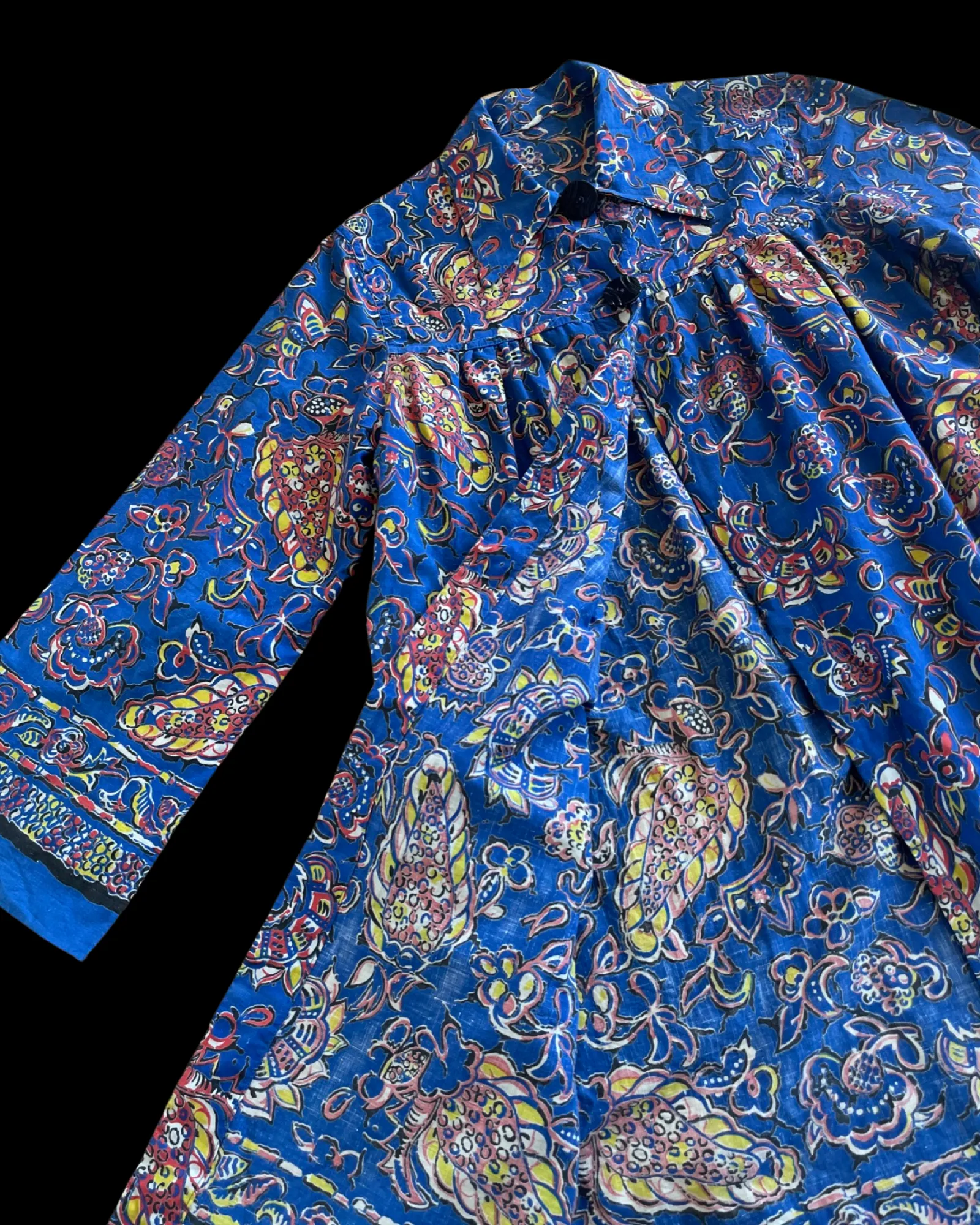 1930s Abstract Floral Print Cotton Artist Smock
