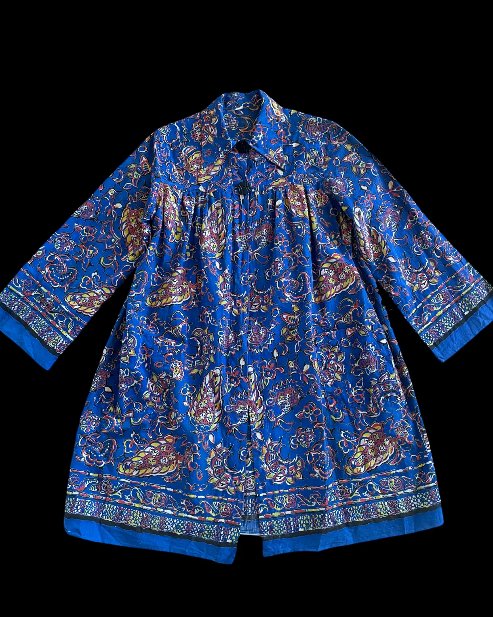 1930s Abstract Floral Print Cotton Artist Smock