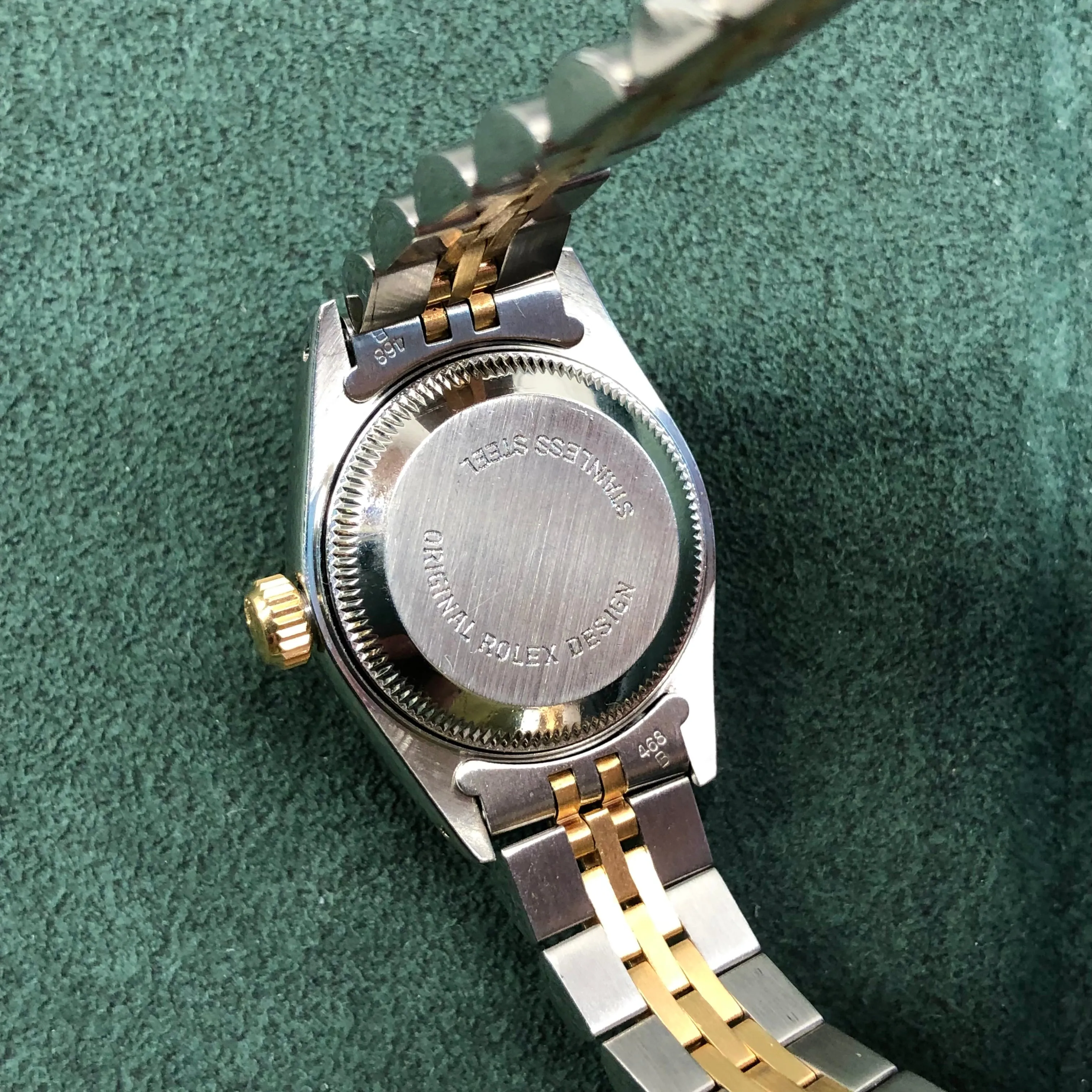 1990 Rolex Datejust 69173 Two Tone Jubilee Champagne Tapestry Dial Ladies Wristwatch Service Papers