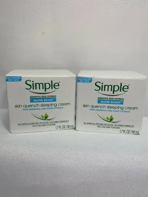 (2) Simple Water Boost Quench Sleeping Creme 1.7oz Each Moisturizer Night Time