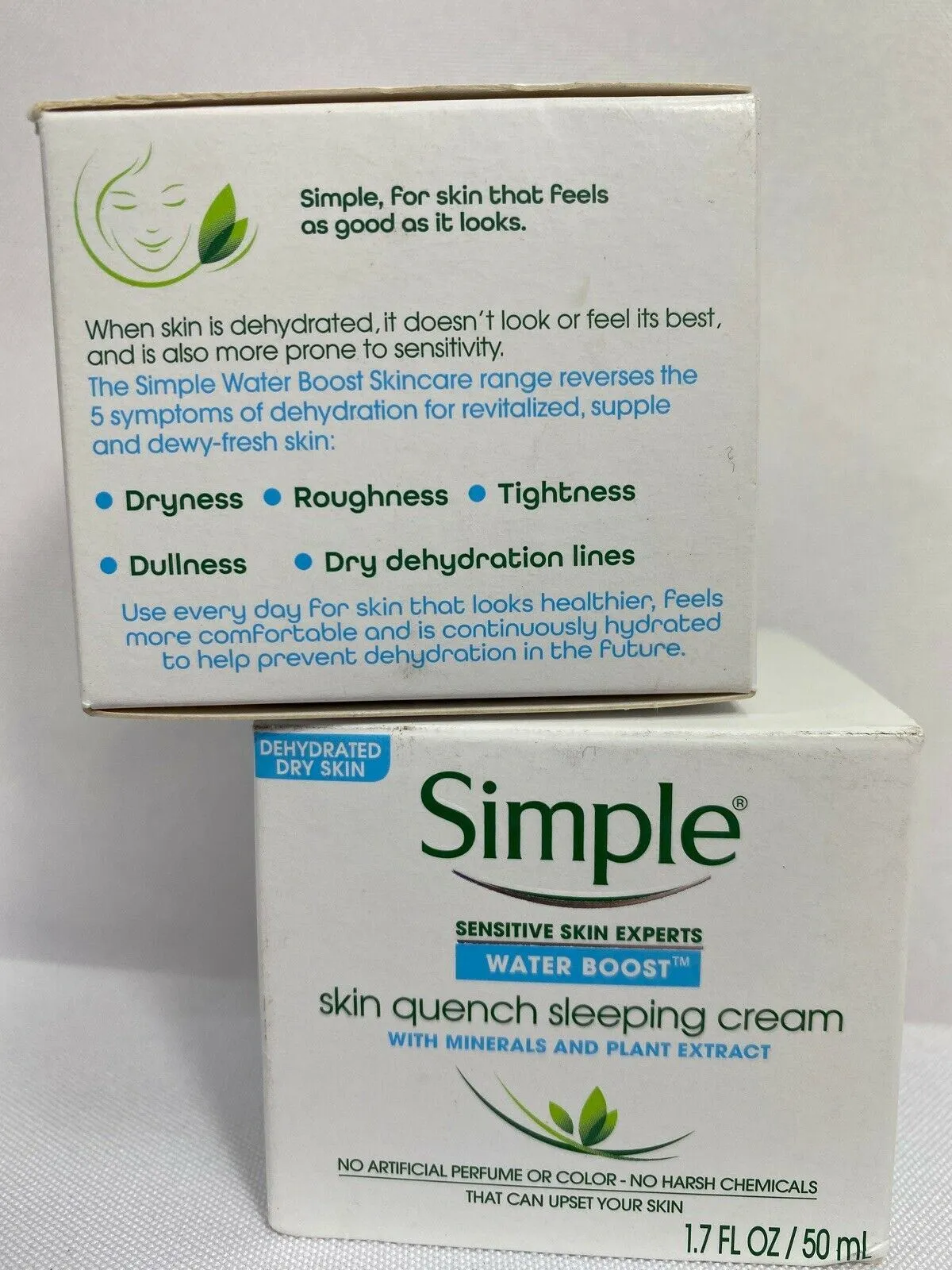 (2) Simple Water Boost Quench Sleeping Creme 1.7oz Each Moisturizer Night Time