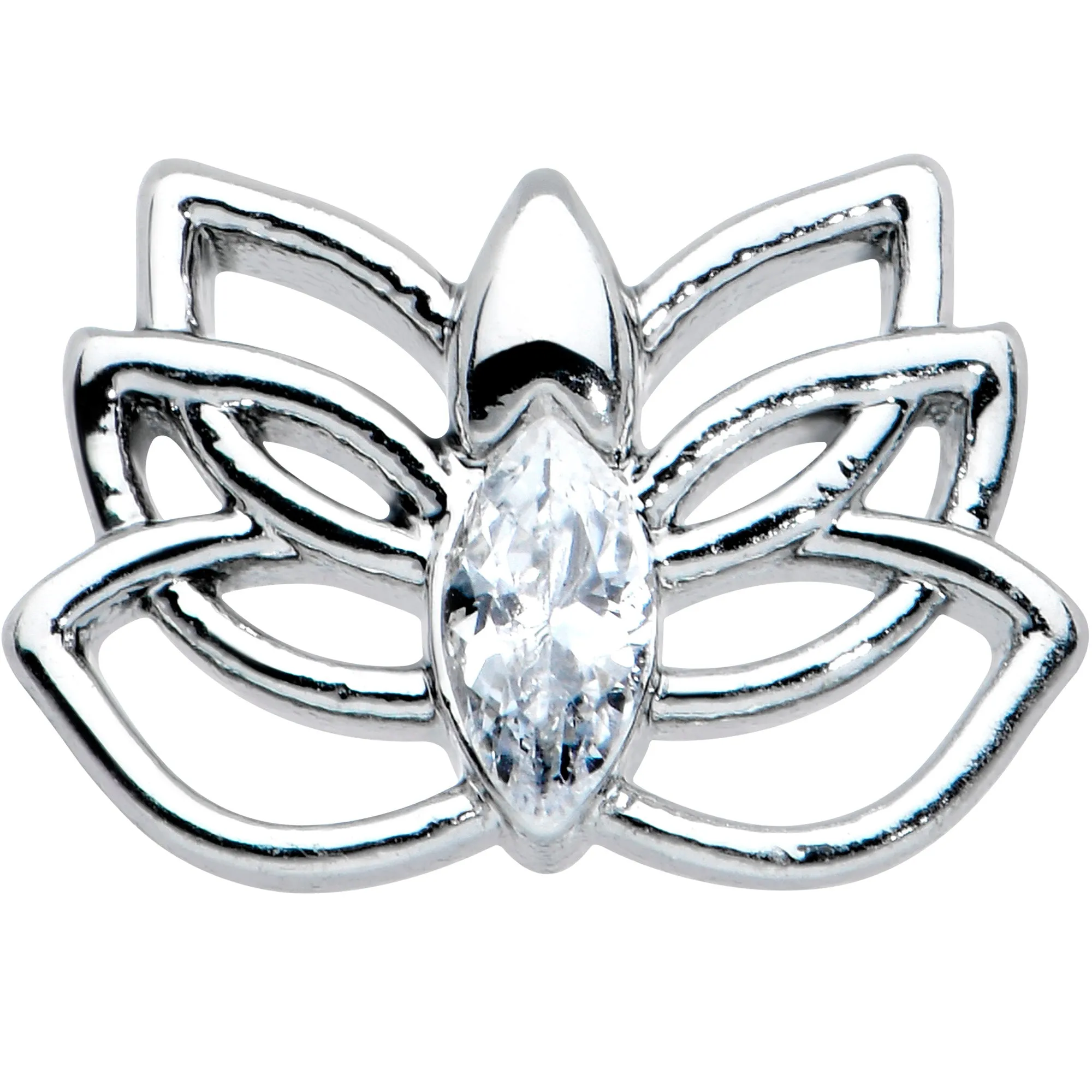 20 Gauge 1/4 Clear Gem Open Elegant Lotus Flower Nose Bone
