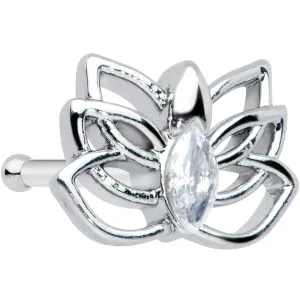 20 Gauge 1/4 Clear Gem Open Elegant Lotus Flower Nose Bone