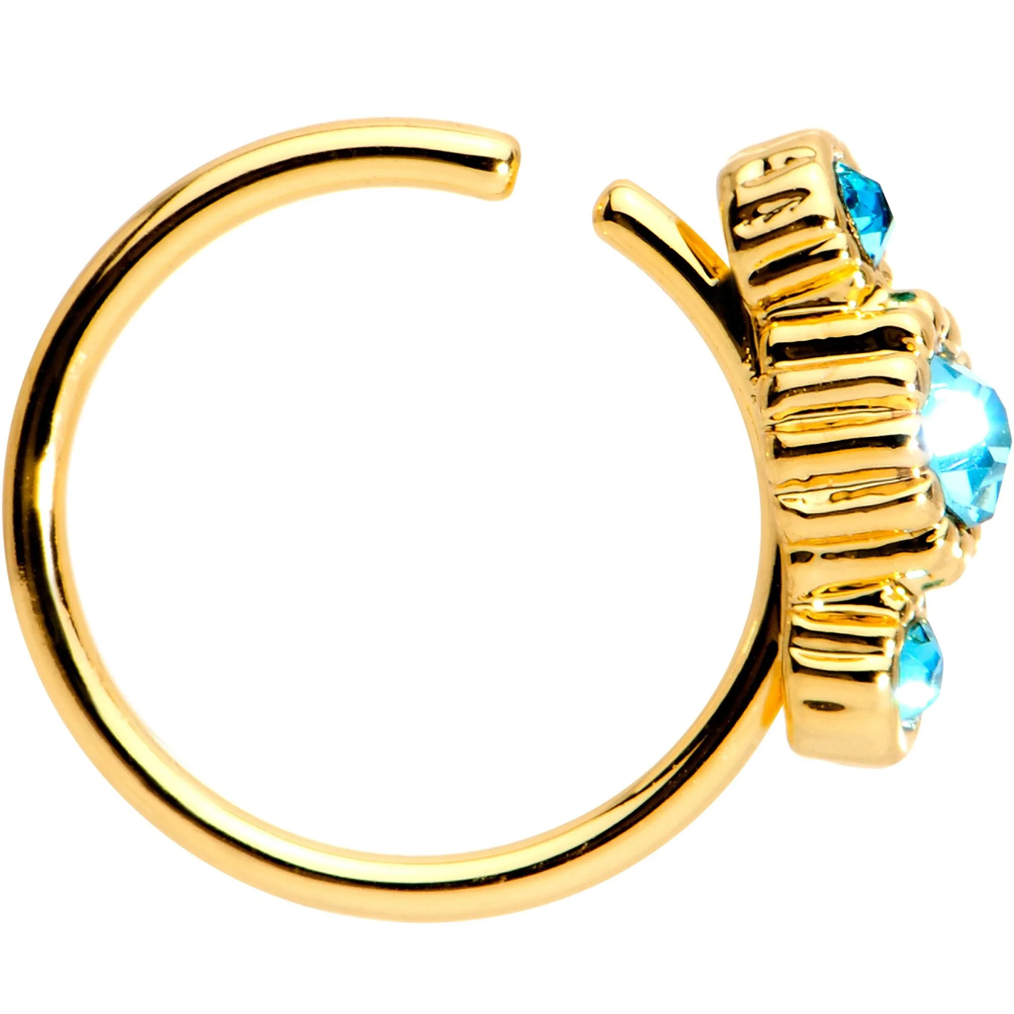 20 Gauge 5/16 Aqua CZ Gold Tone Fashion Fusion Seamless Circular Ring