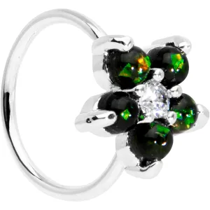 20 Gauge 5/16 Clear CZ Green Faux Opal Seamless Circular Ring