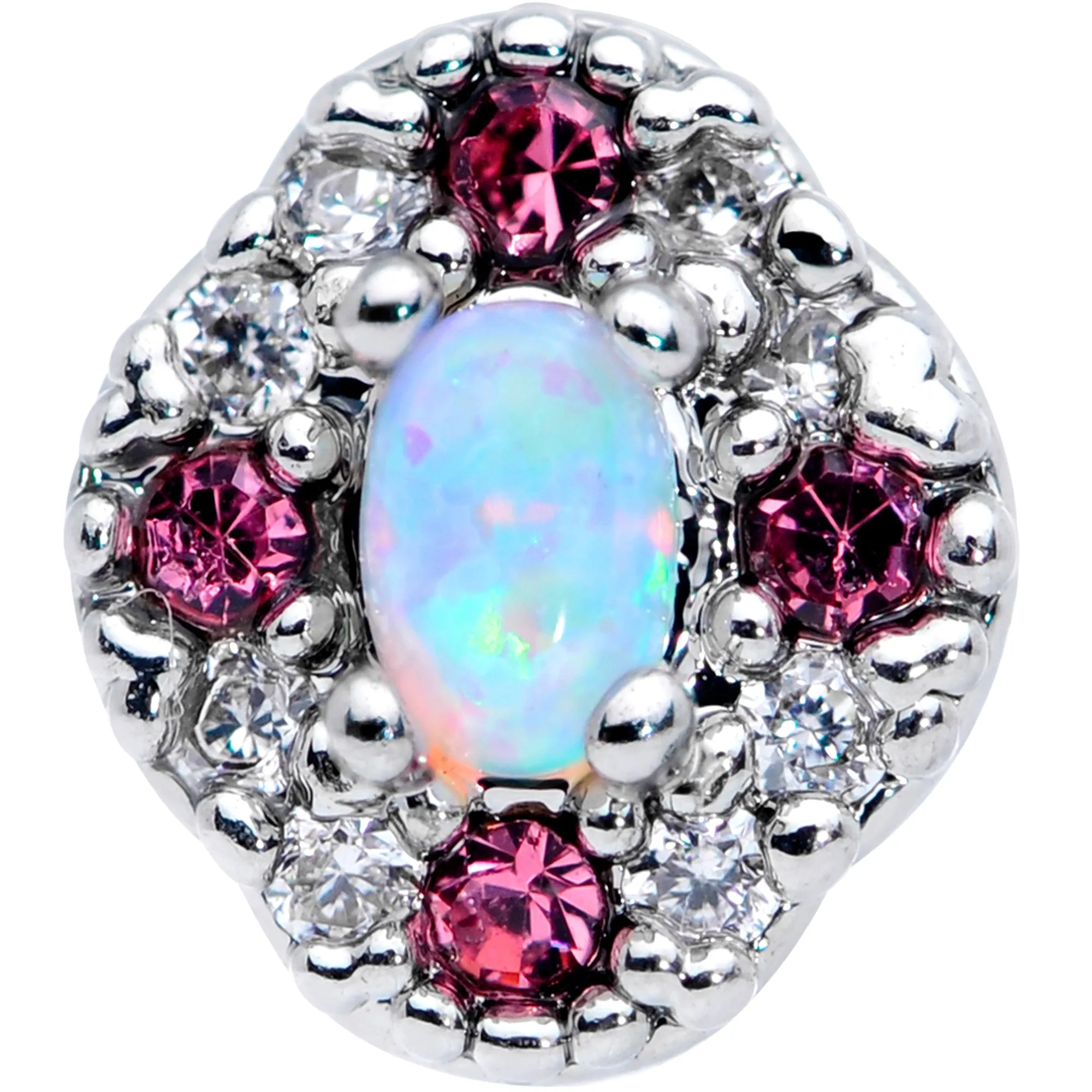 20 Gauge 5/16 White Synthetic Opal Glam Oval Nose Hoop