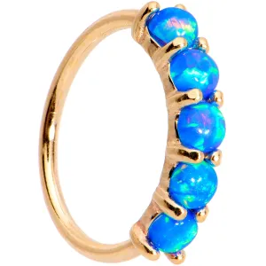 20 Gauge Blue Synthetic Opal 14kt Yellow Gold Seamless Circular Ring