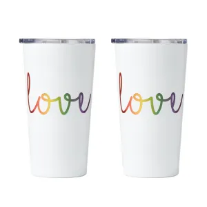 20 Oz "Love" Script Highball Tumblers, Set Of 2