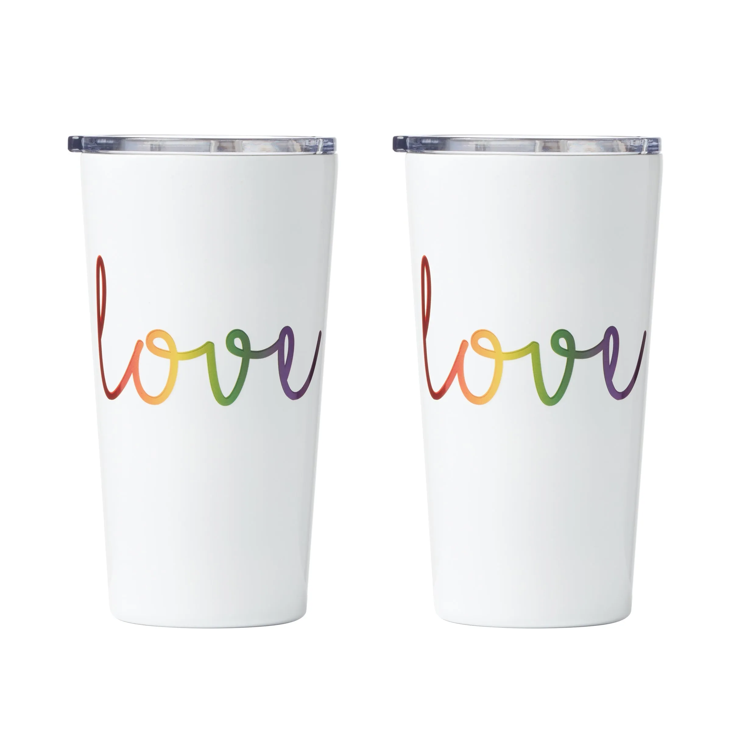 20 Oz "Love" Script Highball Tumblers, Set Of 2