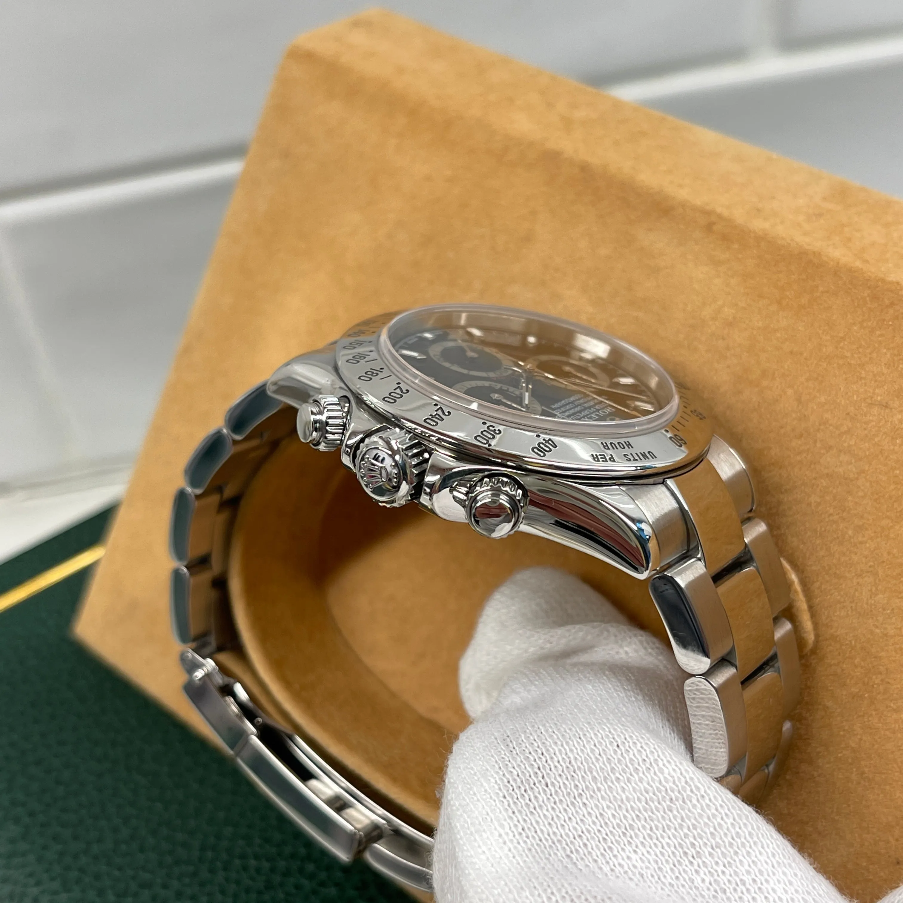 2002 Rolex Daytona Cosmograph 116520 Black Steel Oyster Chronograph Box Papers