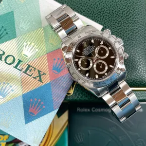 2002 Rolex Daytona Cosmograph 116520 Black Steel Oyster Chronograph Box Papers