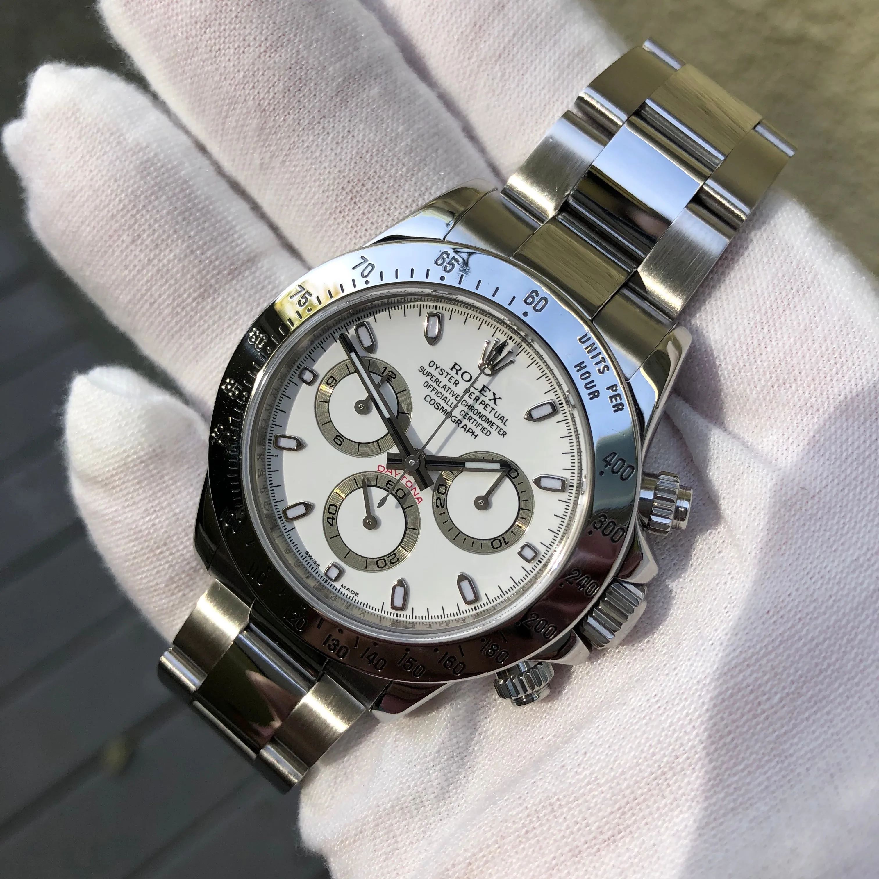 2008 Rolex Daytona Cosmograph 116520 White Steel Automatic Chronograph Rehaut Box Papers