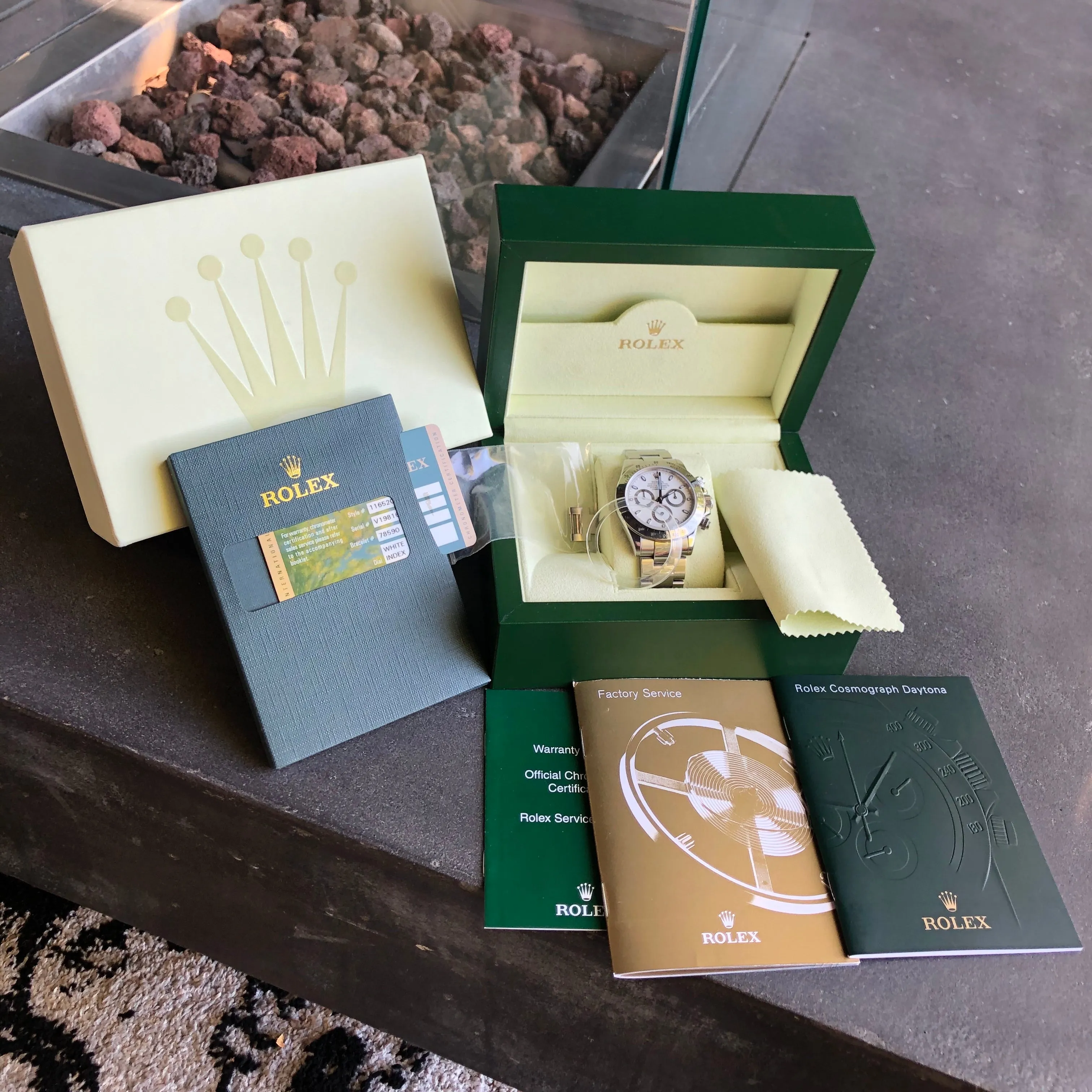 2008 Rolex Daytona Cosmograph 116520 White Steel Automatic Chronograph Rehaut Box Papers
