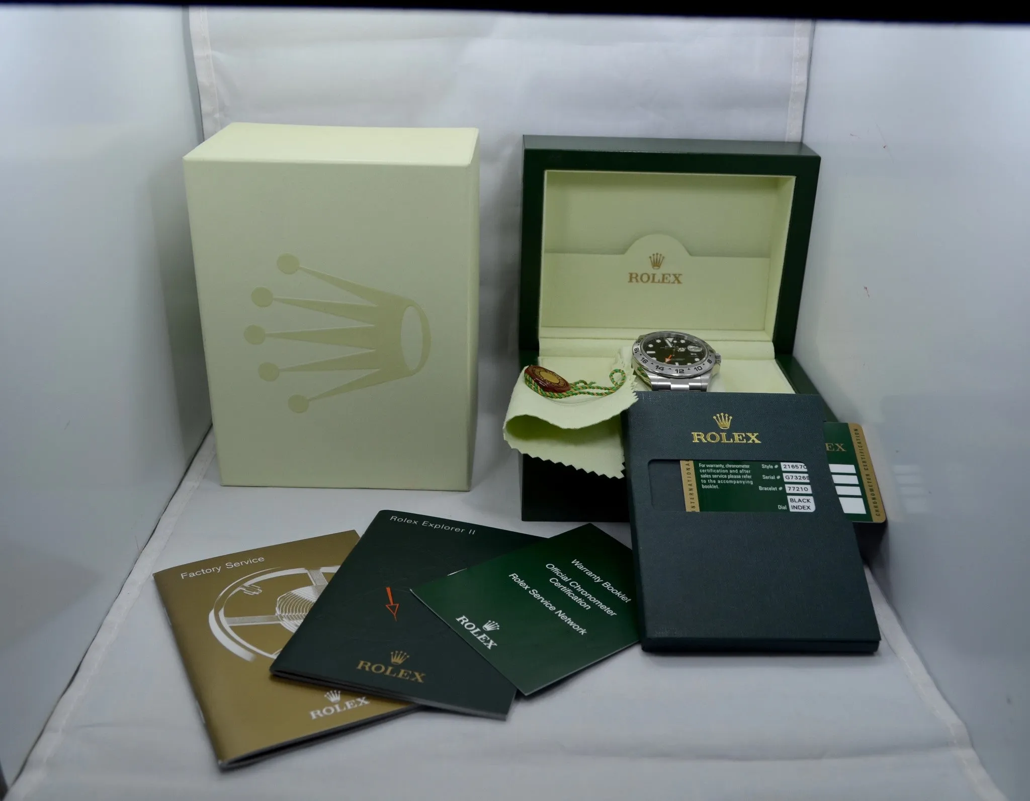 2010 Rolex Explorer II 216570 Stainless Steel Automatic Watch Box Papers