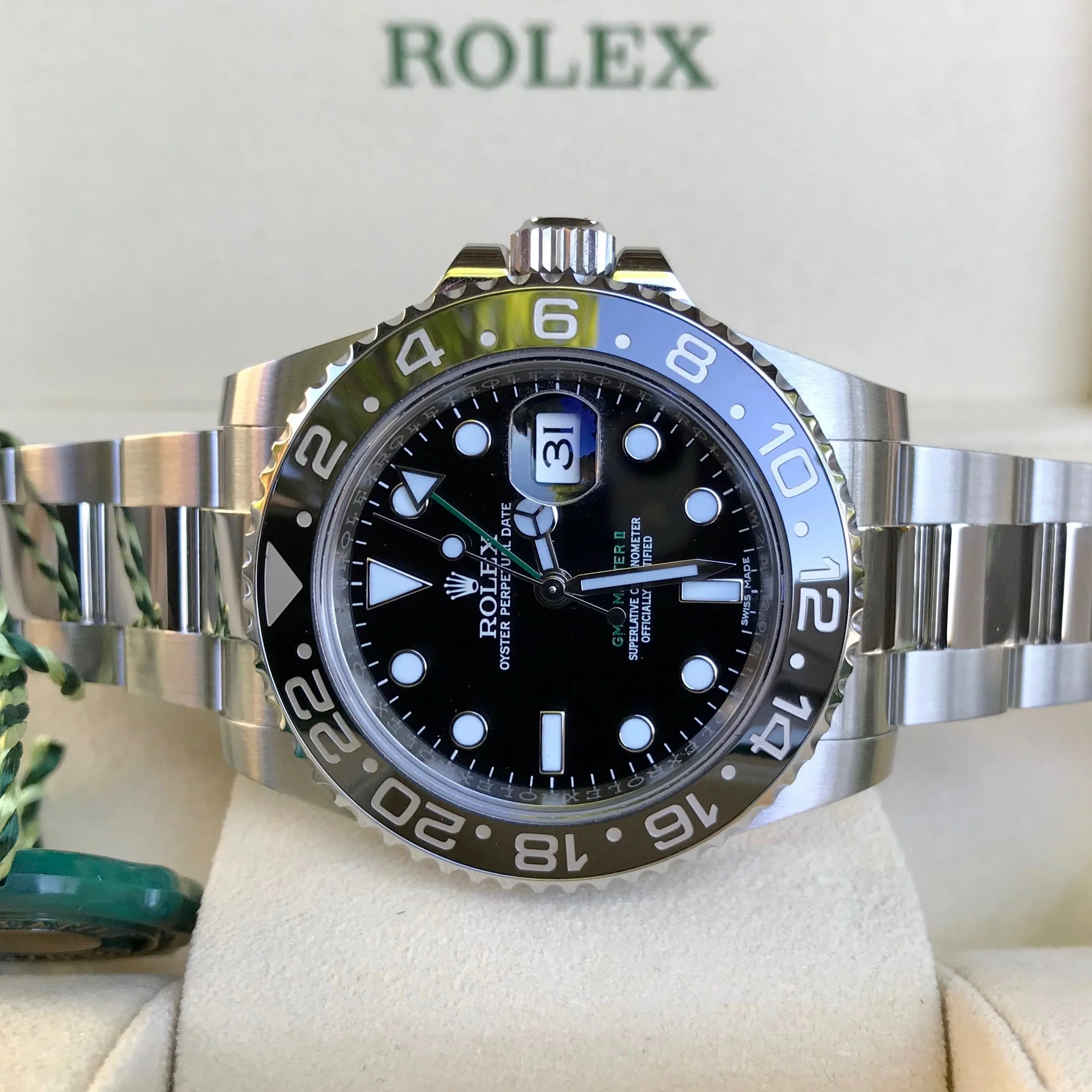 2015 Rolex GMT Master II 116710 Ceramic Steel Automatic Scrambled Serial Watch Box Papers