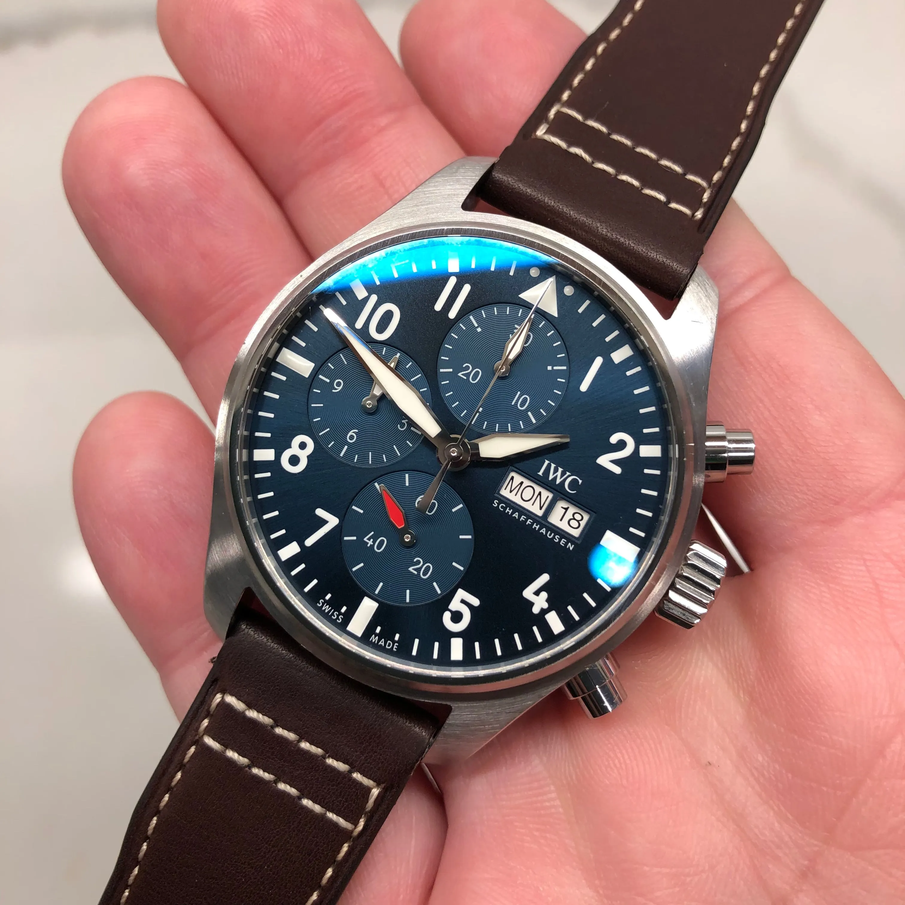 2021 IWC Pilot IW388101 Automatic Blue Dial Men's Wristwatch with Box and Papers