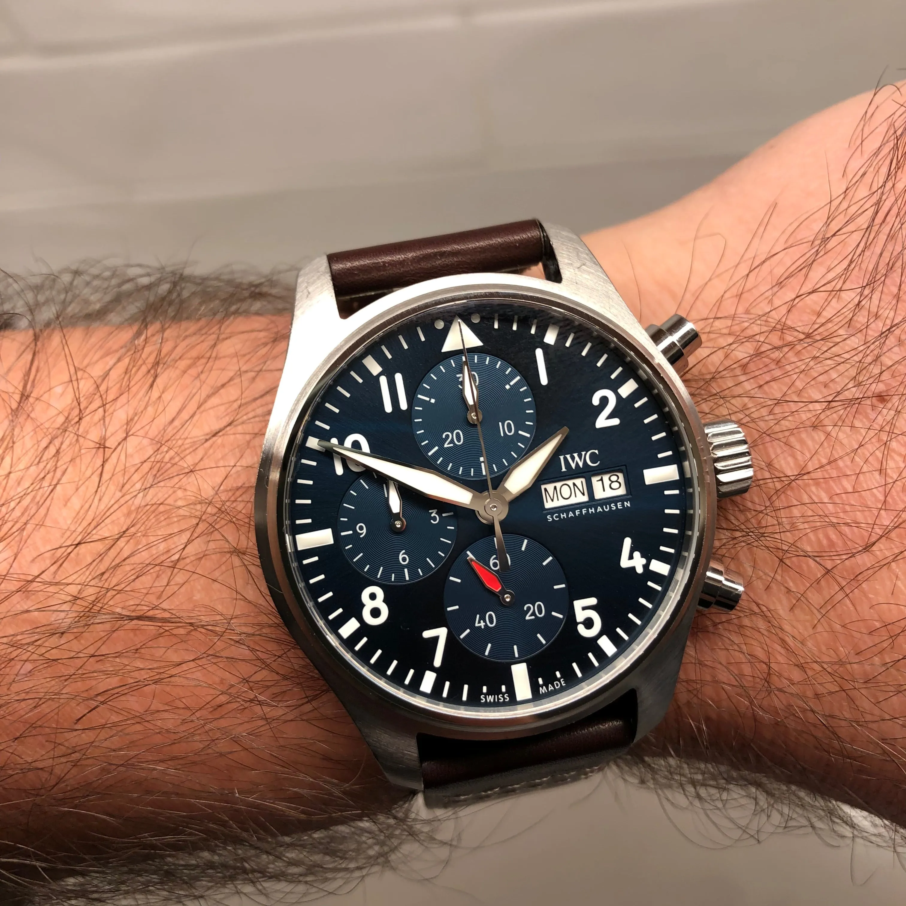 2021 IWC Pilot IW388101 Automatic Blue Dial Men's Wristwatch with Box and Papers