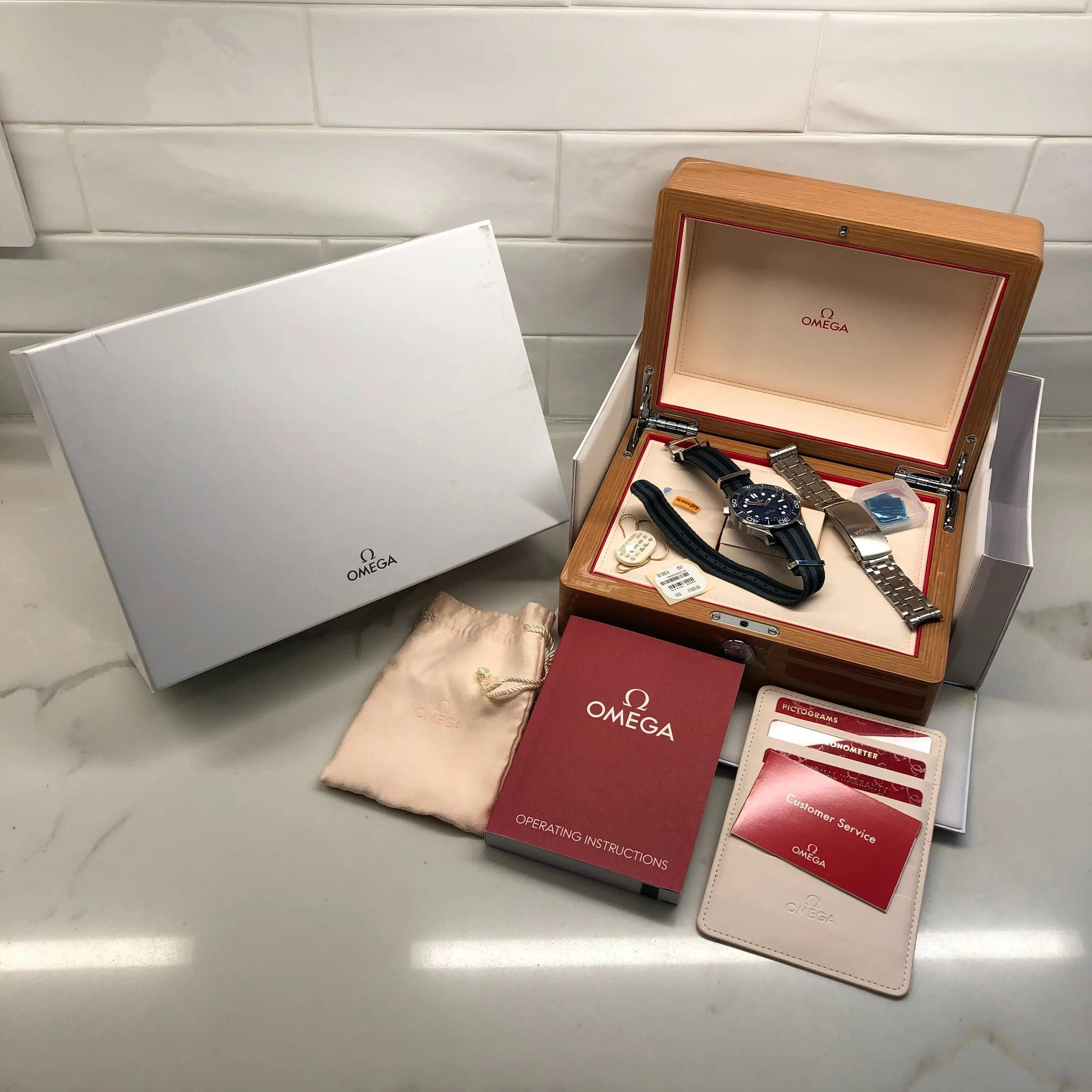 2022 OMEGA Seamaster 300M Co-Axial Master Chronometer 210.30.42.20.03.001 Blue Dial Wristwatch with Box and Papers