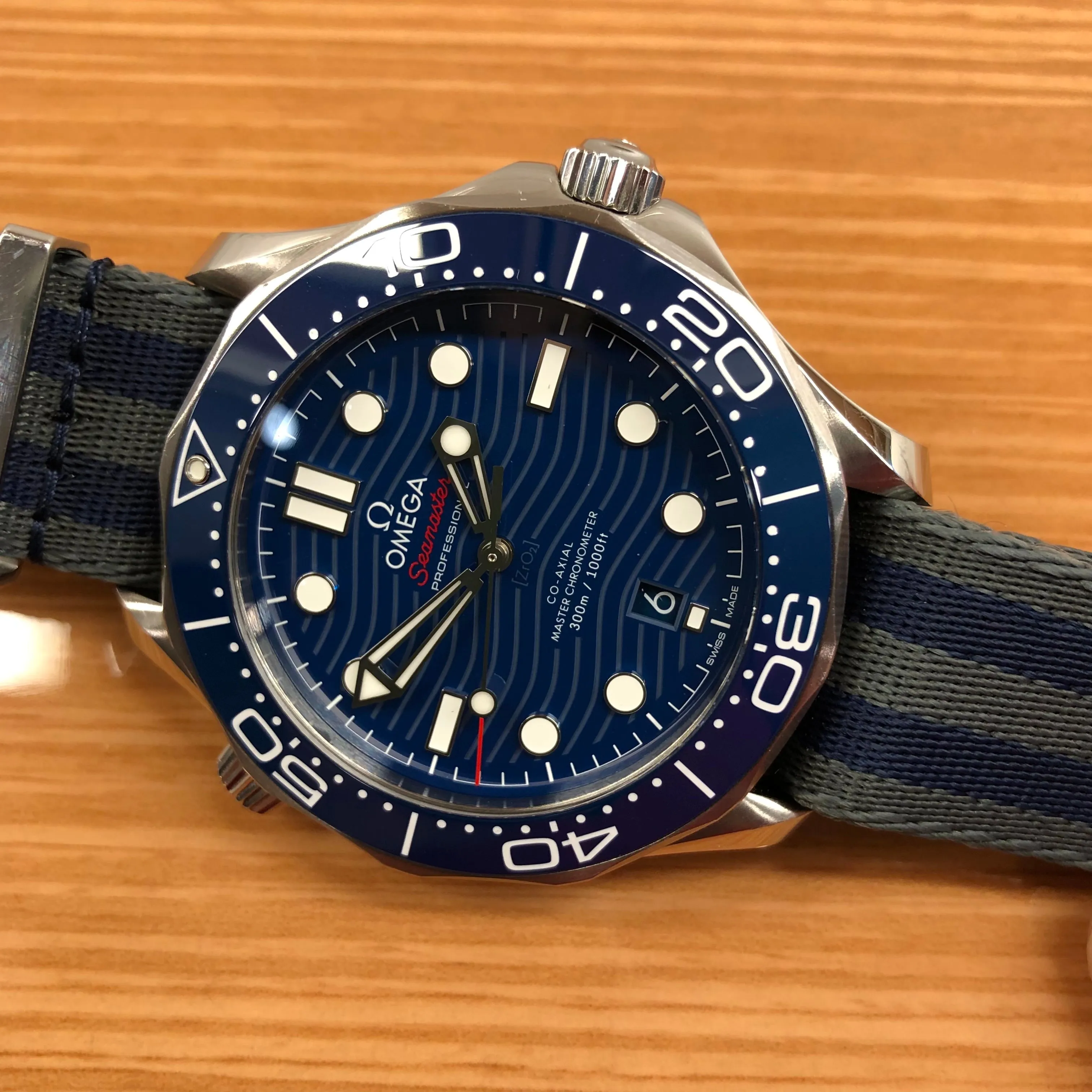 2022 OMEGA Seamaster 300M Co-Axial Master Chronometer 210.30.42.20.03.001 Blue Dial Wristwatch with Box and Papers