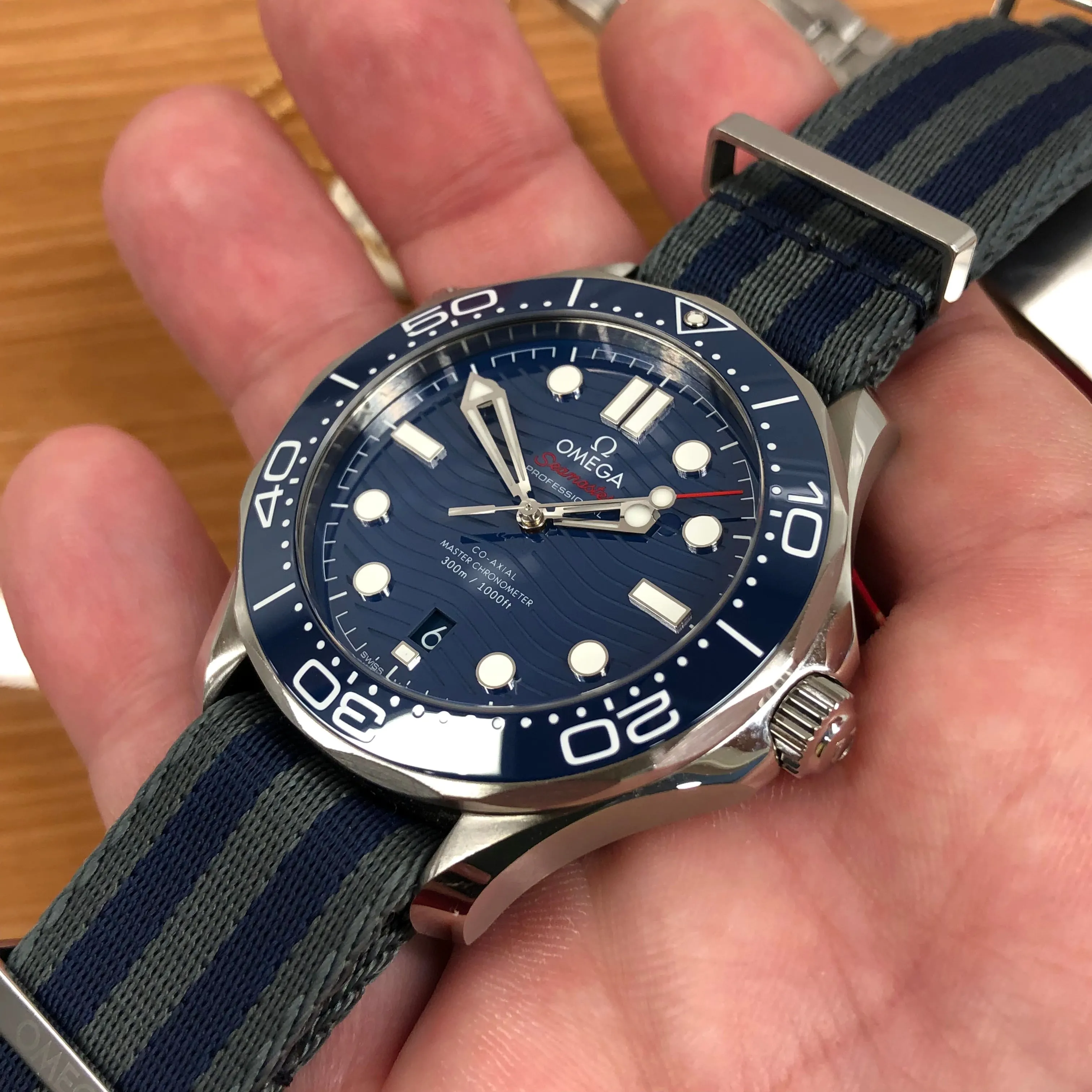 2022 OMEGA Seamaster 300M Co-Axial Master Chronometer 210.30.42.20.03.001 Blue Dial Wristwatch with Box and Papers