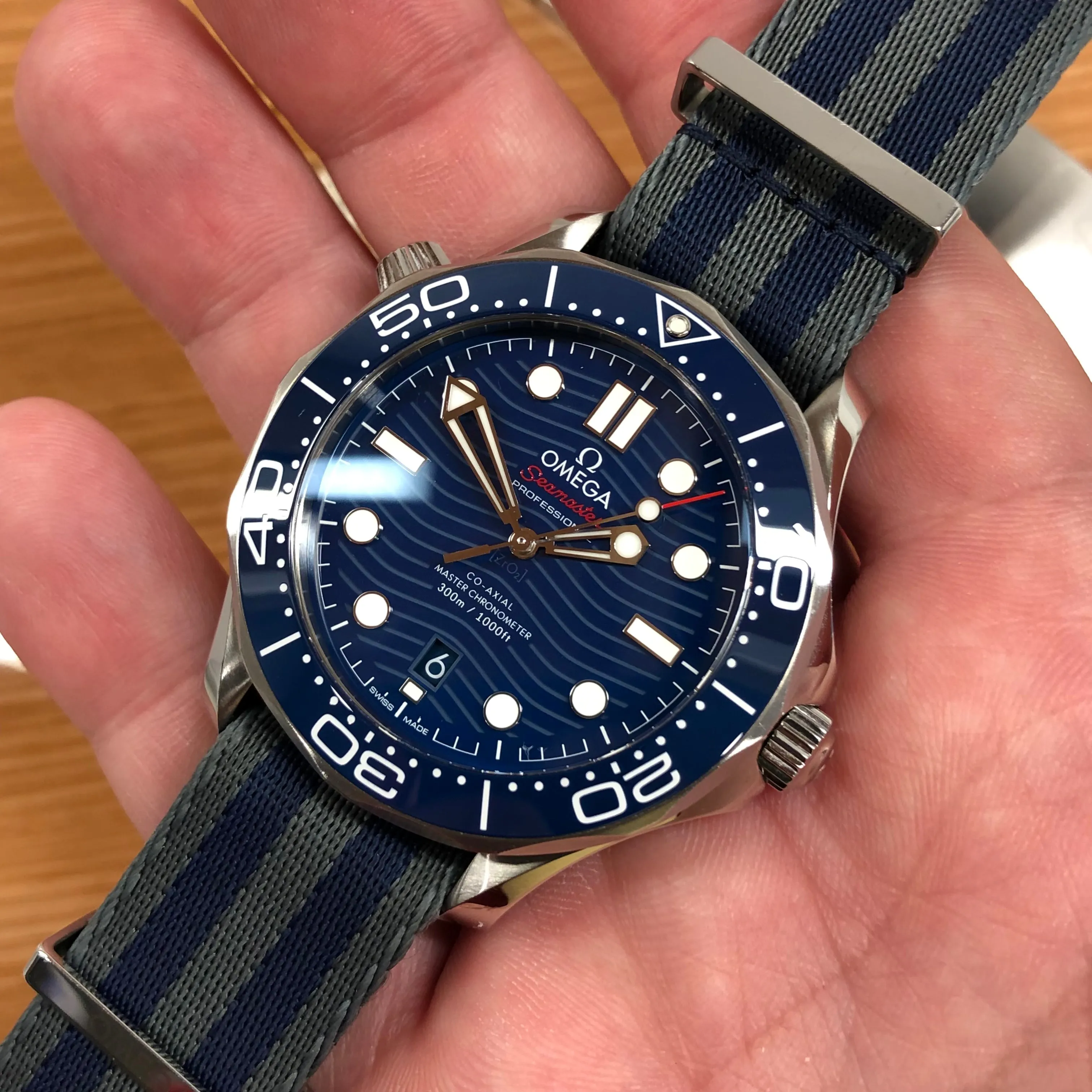 2022 OMEGA Seamaster 300M Co-Axial Master Chronometer 210.30.42.20.03.001 Blue Dial Wristwatch with Box and Papers
