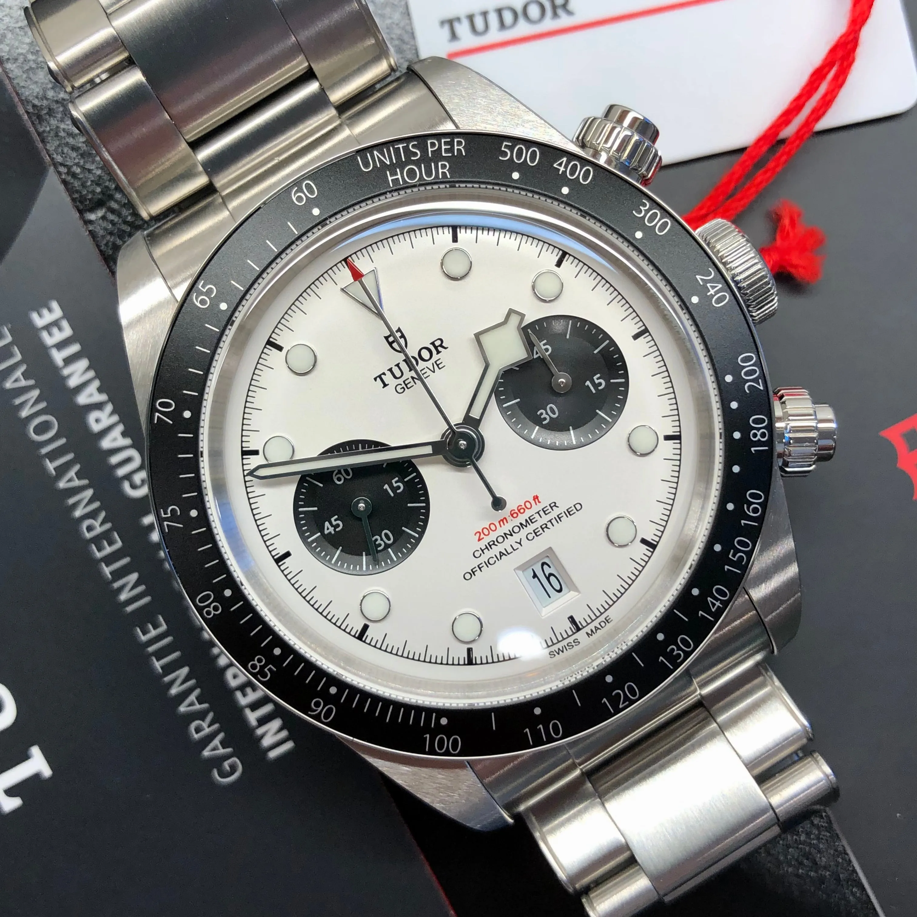 2023 Tudor Black Bay Chrono 79360N White Panda Chronograph Wristwatch with Box and Papers