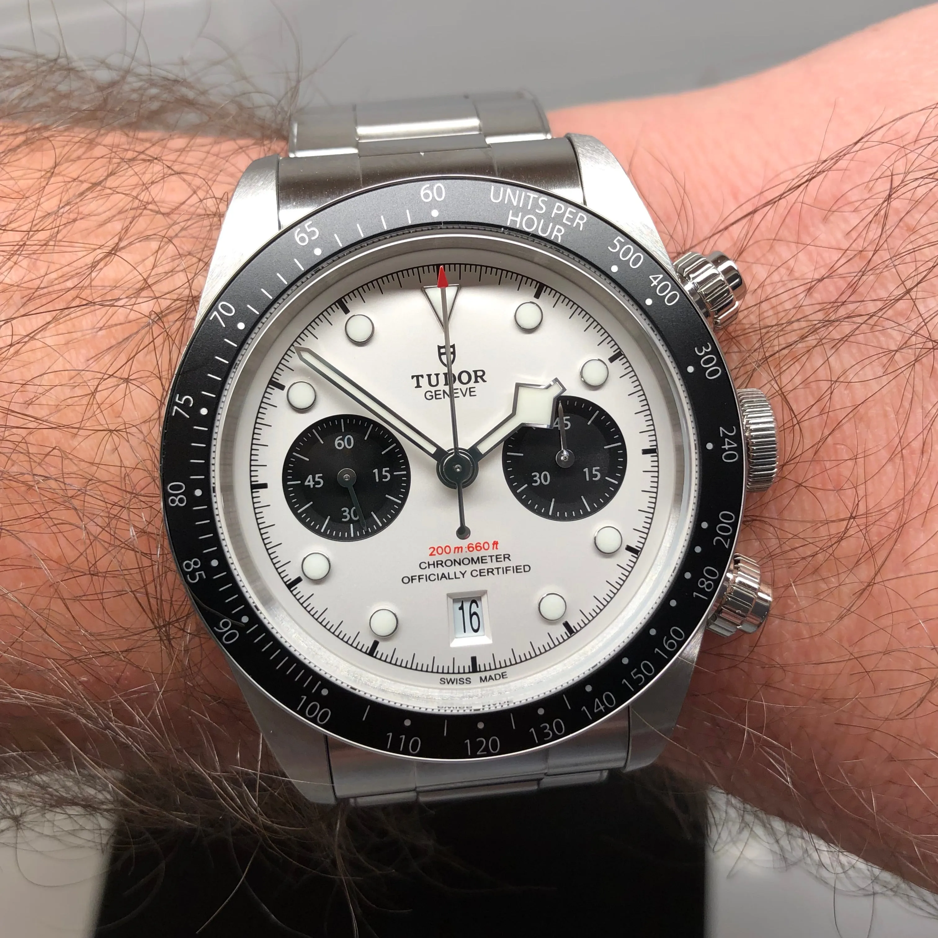 2023 Tudor Black Bay Chrono 79360N White Panda Chronograph Wristwatch with Box and Papers