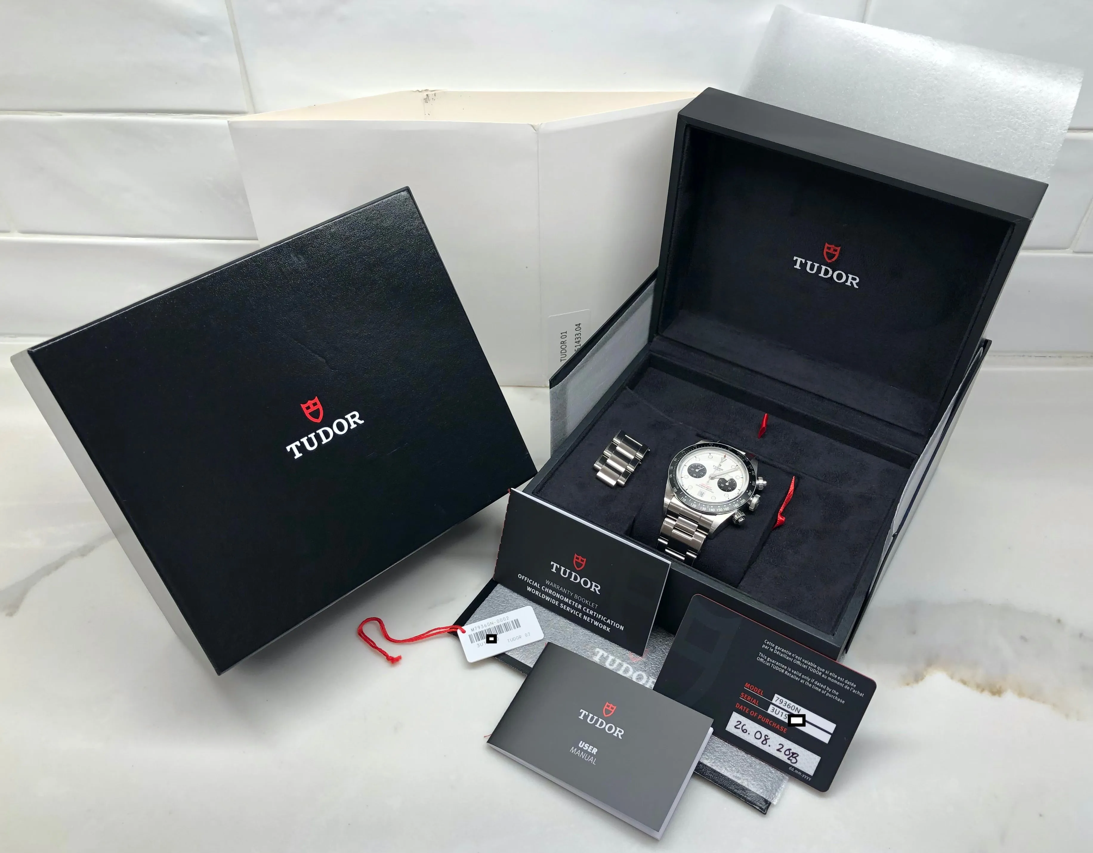 2023 Tudor Black Bay Chrono 79360N White Panda Chronograph Wristwatch with Box and Papers