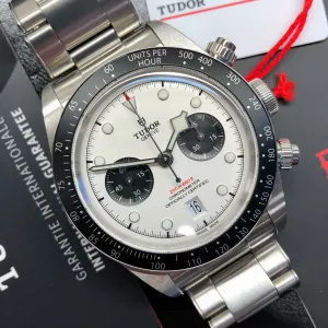 2023 Tudor Black Bay Chrono 79360N White Panda Chronograph Wristwatch with Box and Papers