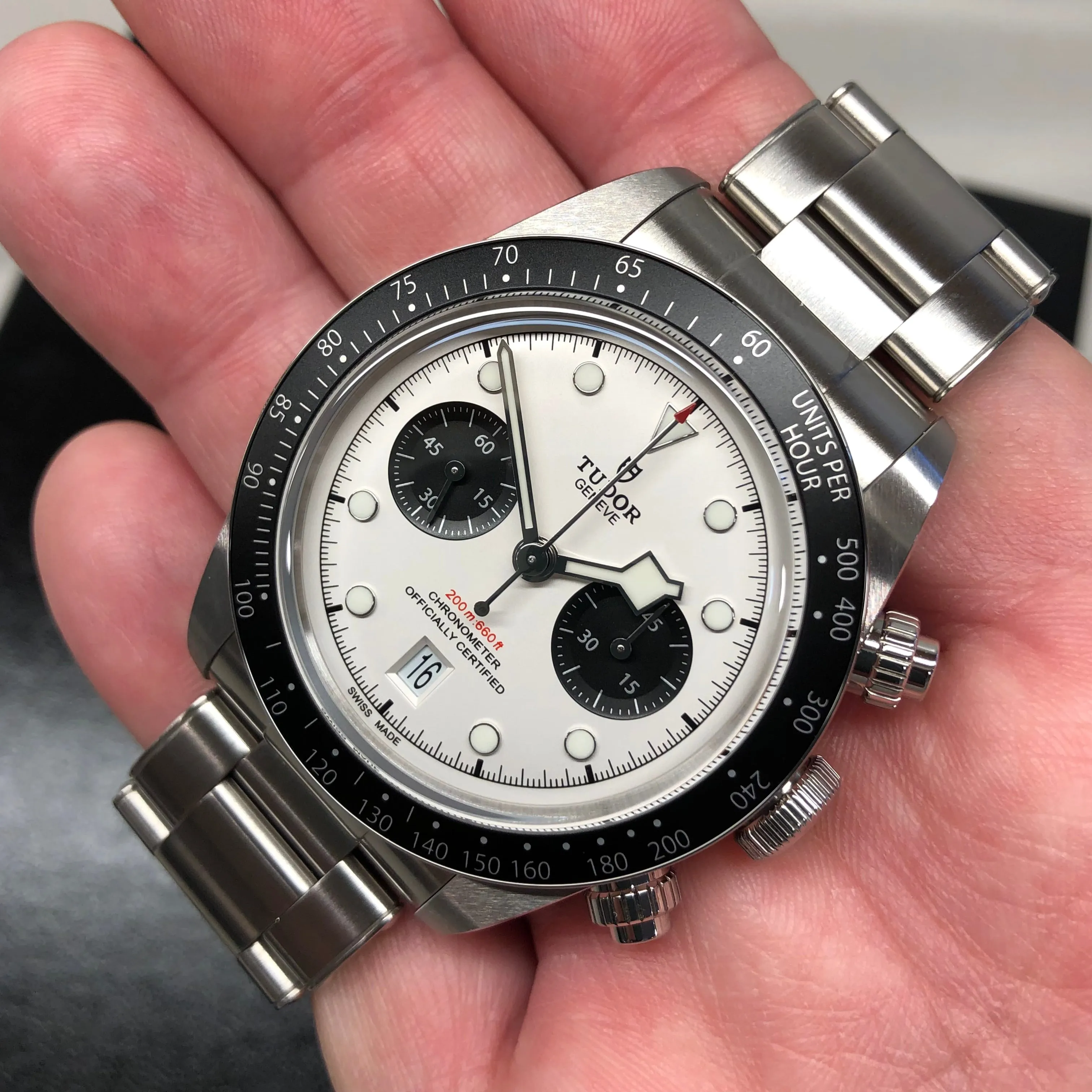2023 Tudor Black Bay Chrono 79360N White Panda Chronograph Wristwatch with Box and Papers