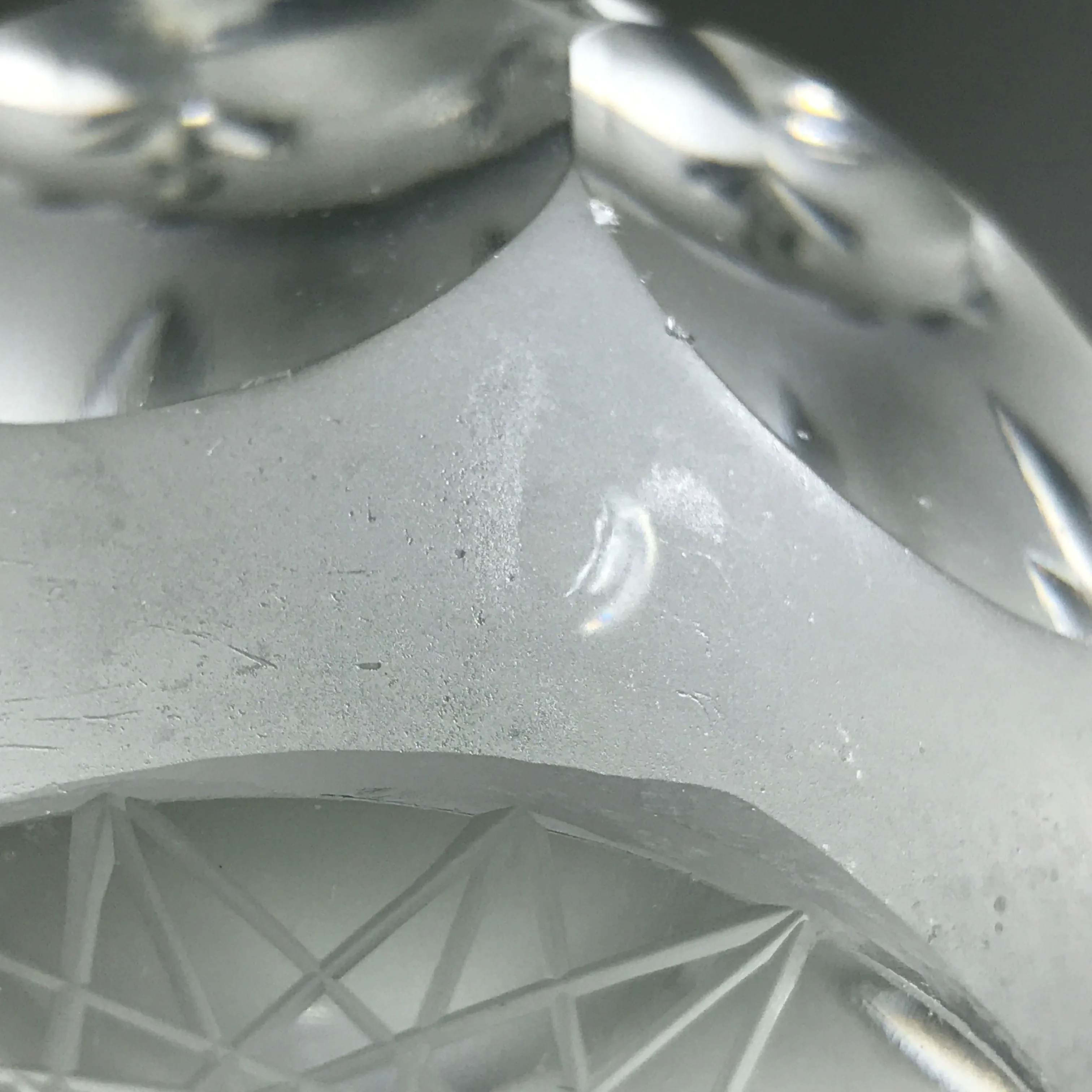 20th Century Val St Lambert Art Glass Paperweight Fancy Faceted Frosted Surface
