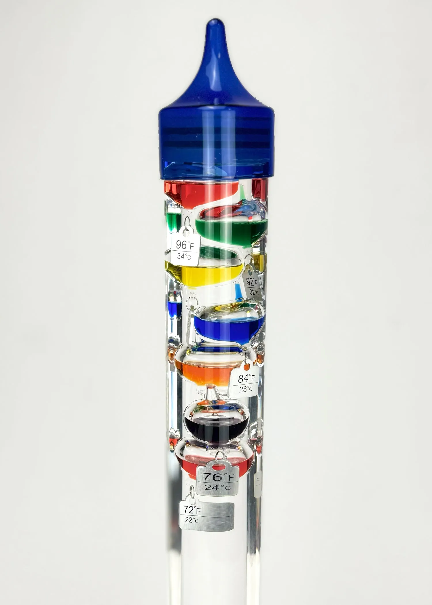 25" Tall Square Tube Galileo Thermometer With Wooden Base - 2025 UPDATE