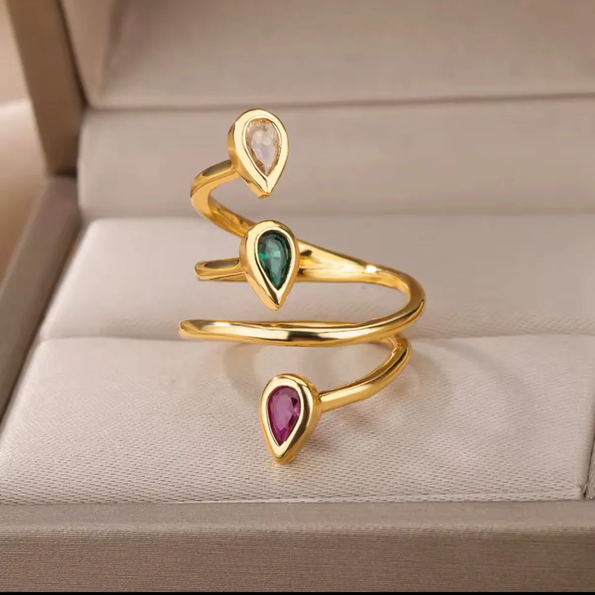 3 Layer Stone Ring