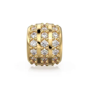 3 Row Real Diamond 18k Solid Gold Eternity Rondelle Wheel Spacer Handmade Beads for Necklace or Bracelet