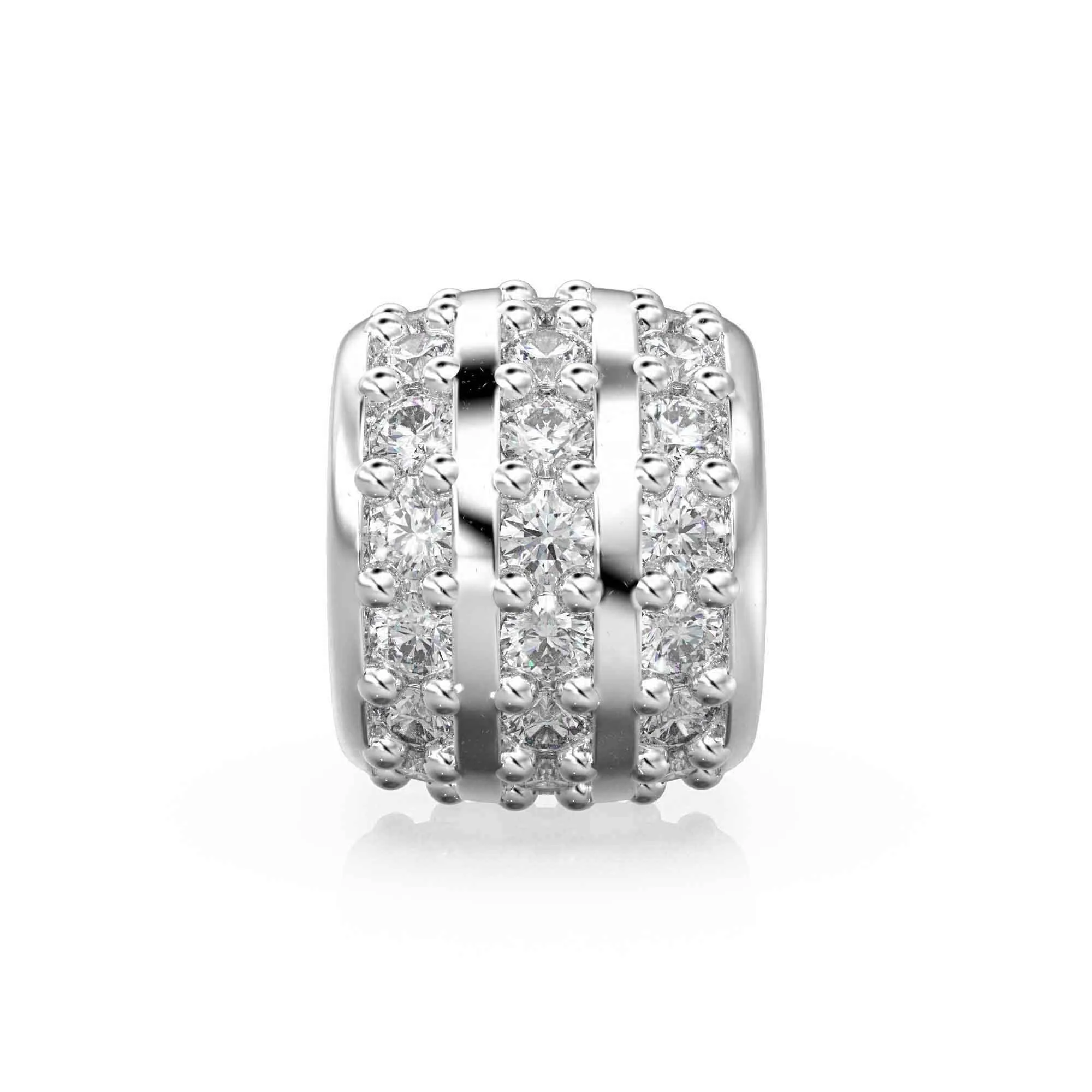 3 Row Real Diamond 18k Solid Gold Eternity Rondelle Wheel Spacer Handmade Beads for Necklace or Bracelet