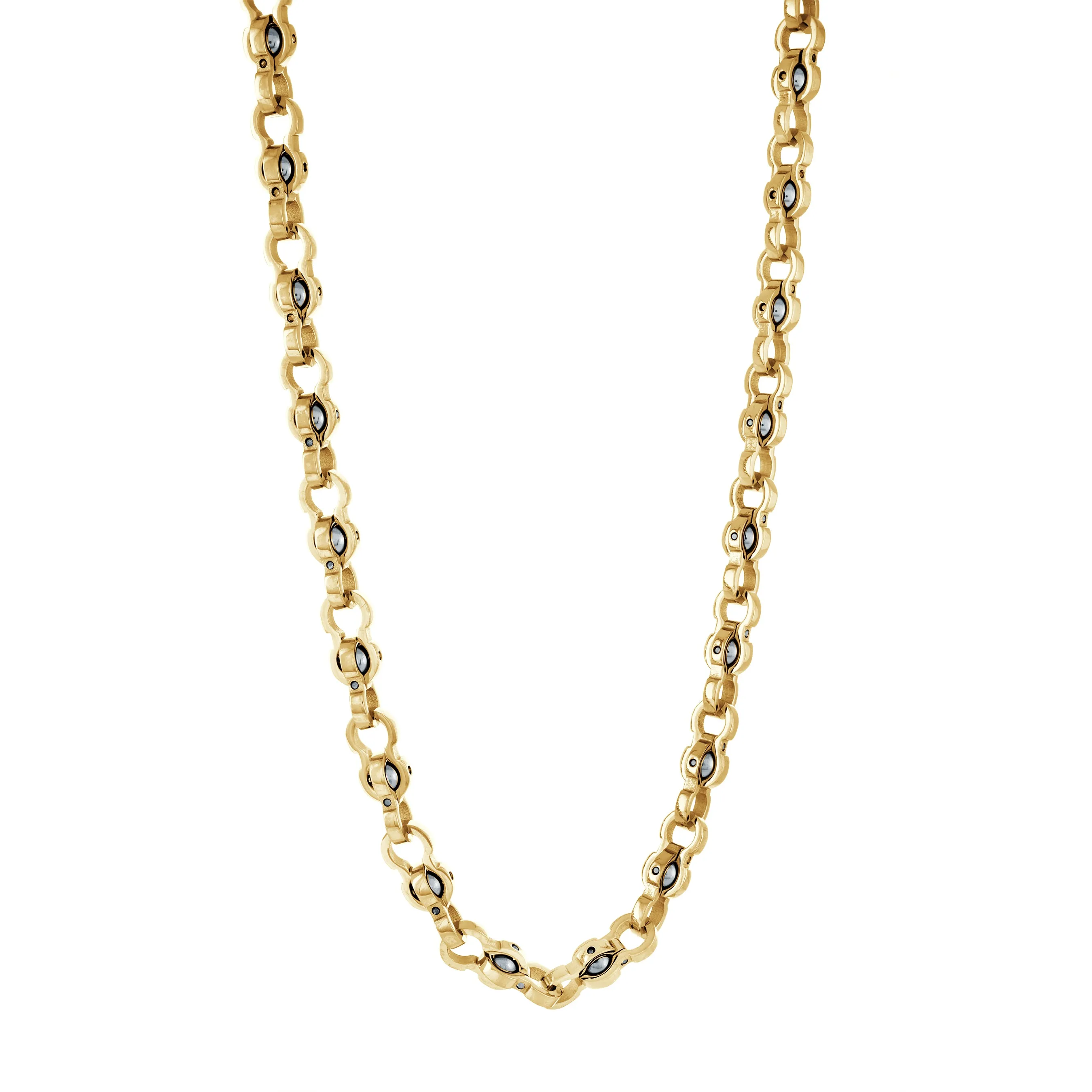 316L Gold IP Stainless Steel Orb Chain Mens Necklace