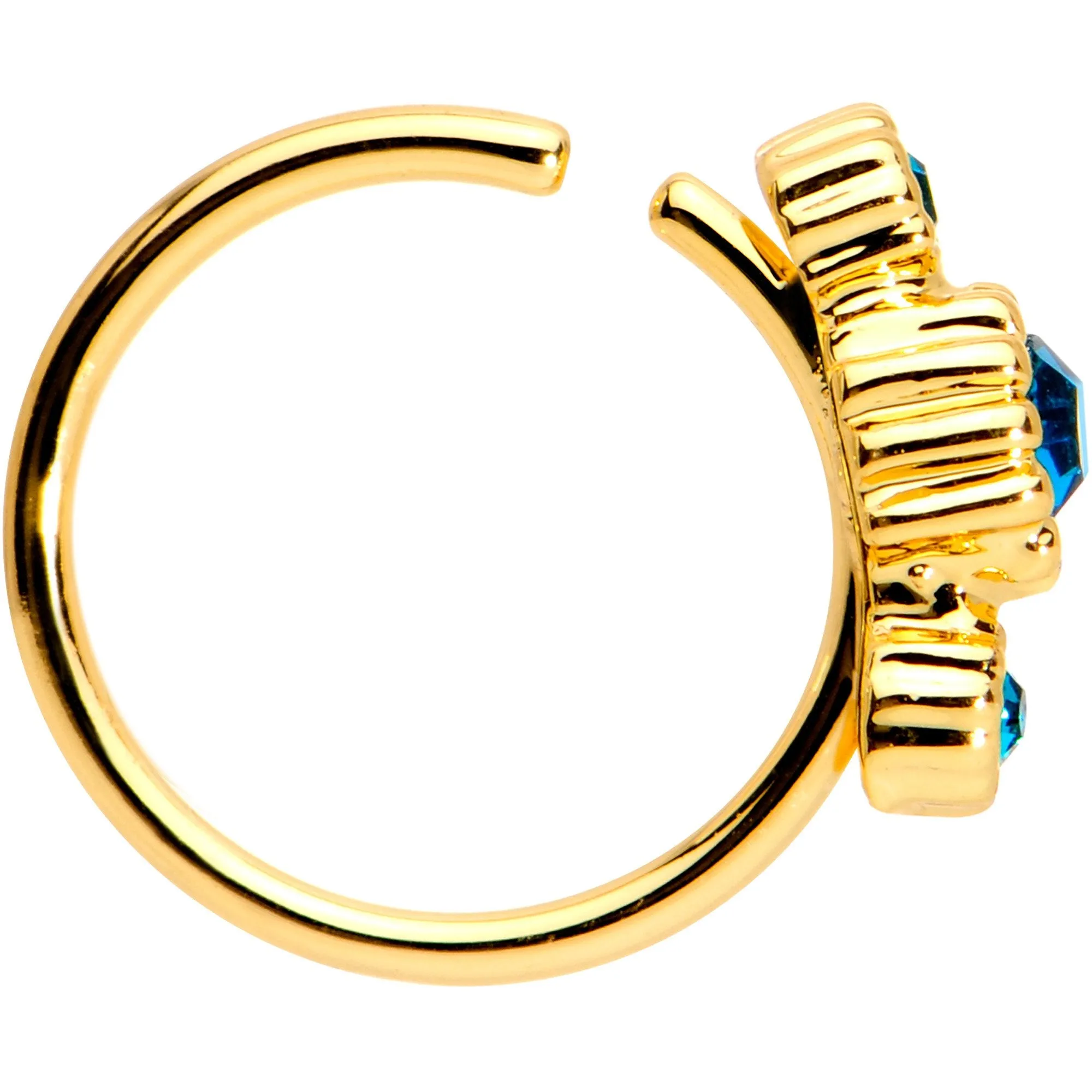 5/16 Green CZ Gem Gold IP Fashion Fusion Seamless Circular Ring