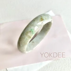 58.5mm A-Grade Natural Yellowish Green Modern Round Bangle No. 600170