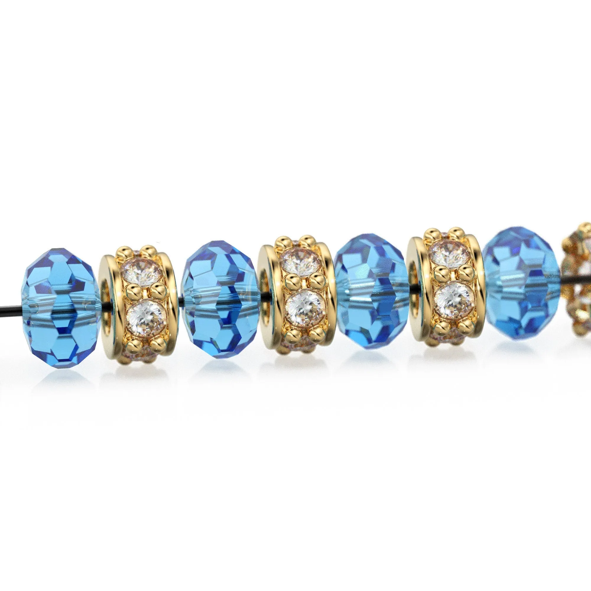 5mm 18k Solid Yellow Gold Diamond Eternity Rondelle Wheel Bead Finding Spacer / Gold Rondelle Bead / Diamond Findings