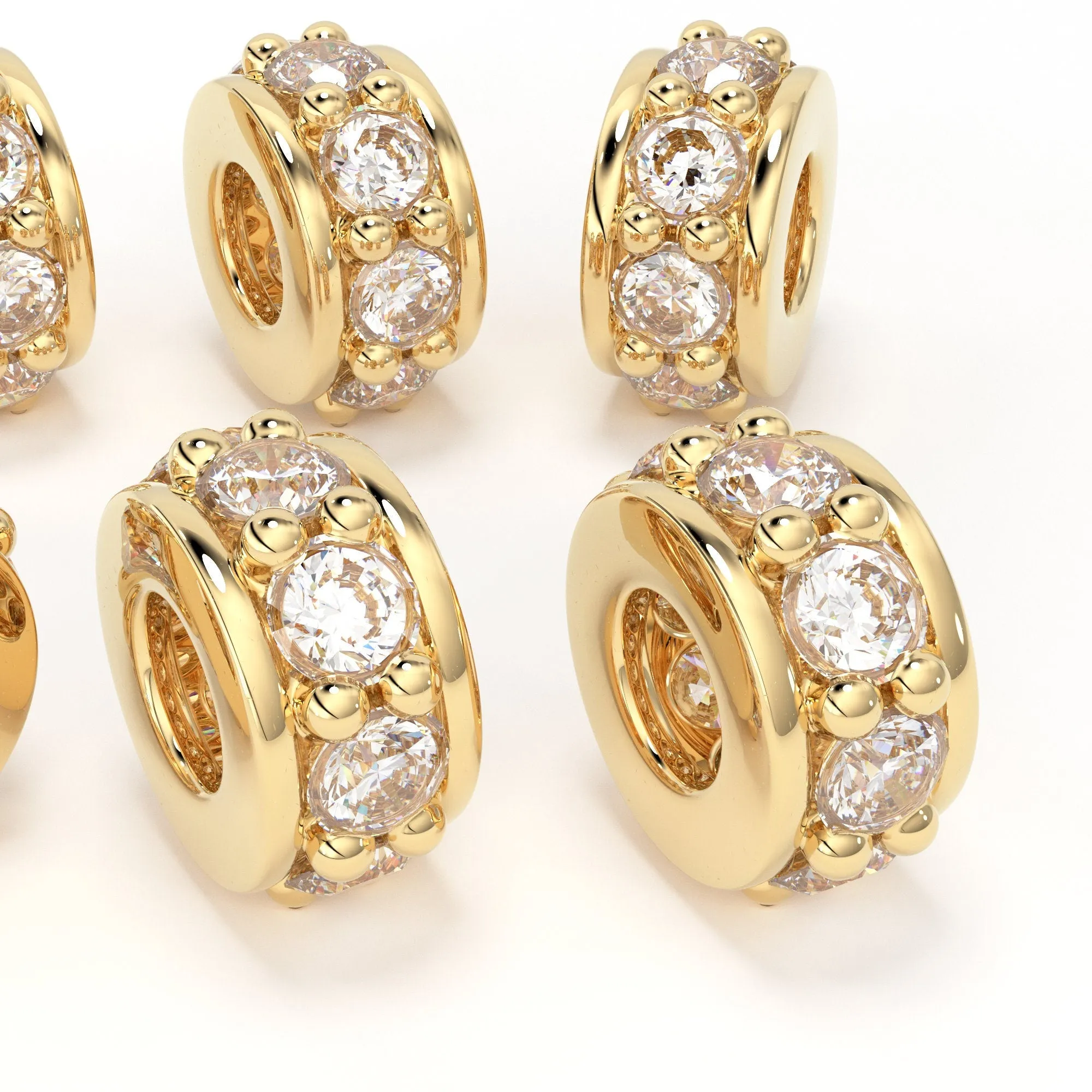5mm 18k Solid Yellow Gold Diamond Eternity Rondelle Wheel Bead Finding Spacer / Gold Rondelle Bead / Diamond Findings