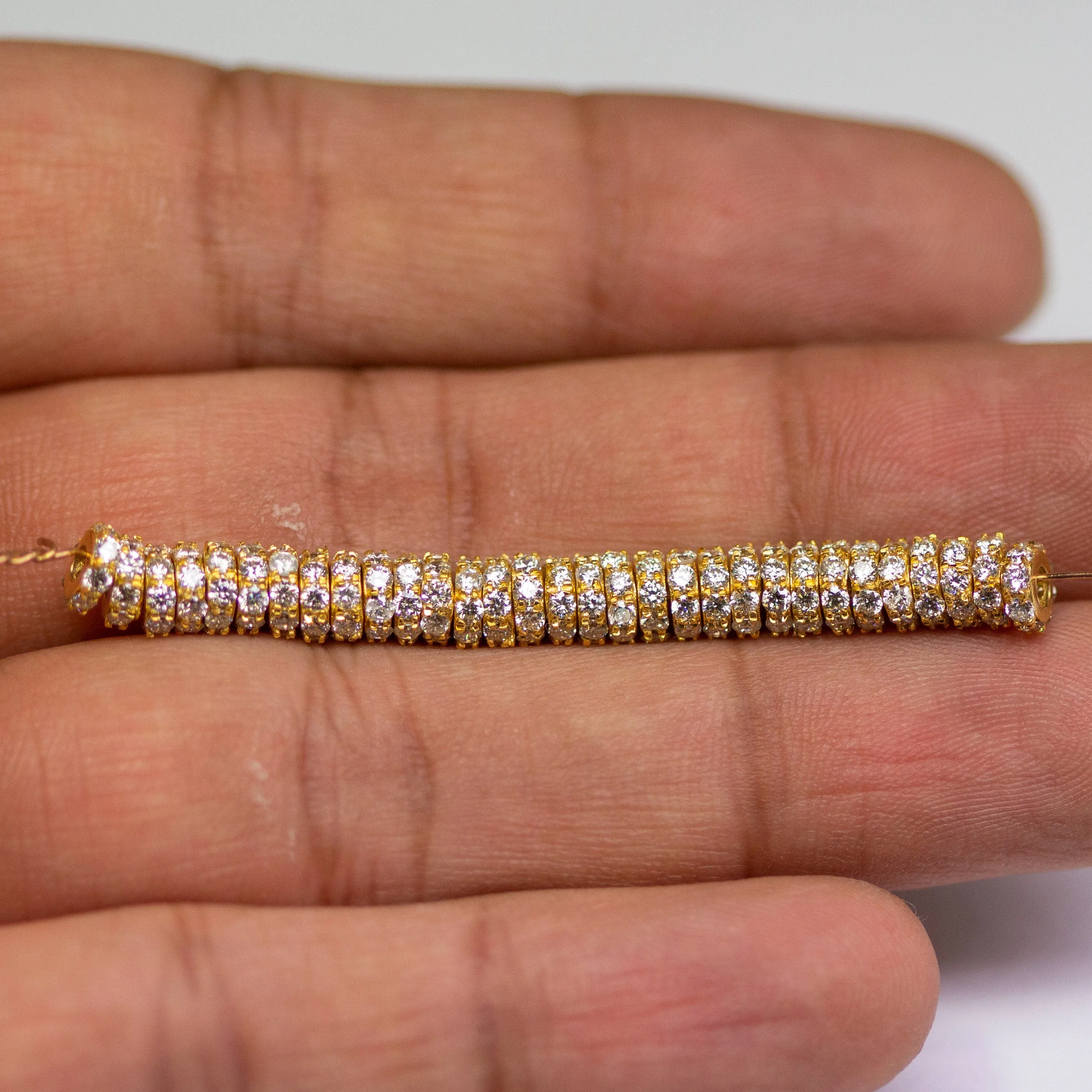 5mm 18k Solid Yellow Gold Diamond Eternity Rondelle Wheel Bead Finding Spacer / Gold Rondelle Bead / Diamond Findings