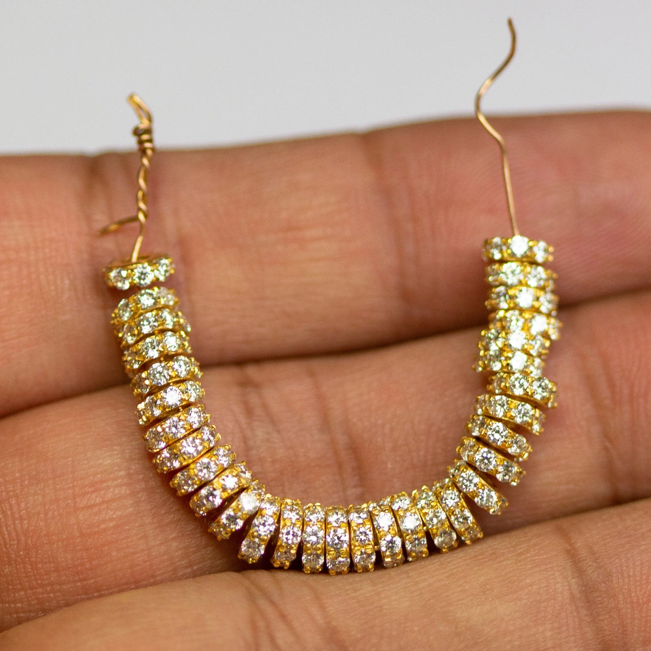 5mm 18k Solid Yellow Gold Diamond Eternity Rondelle Wheel Bead Finding Spacer / Gold Rondelle Bead / Diamond Findings