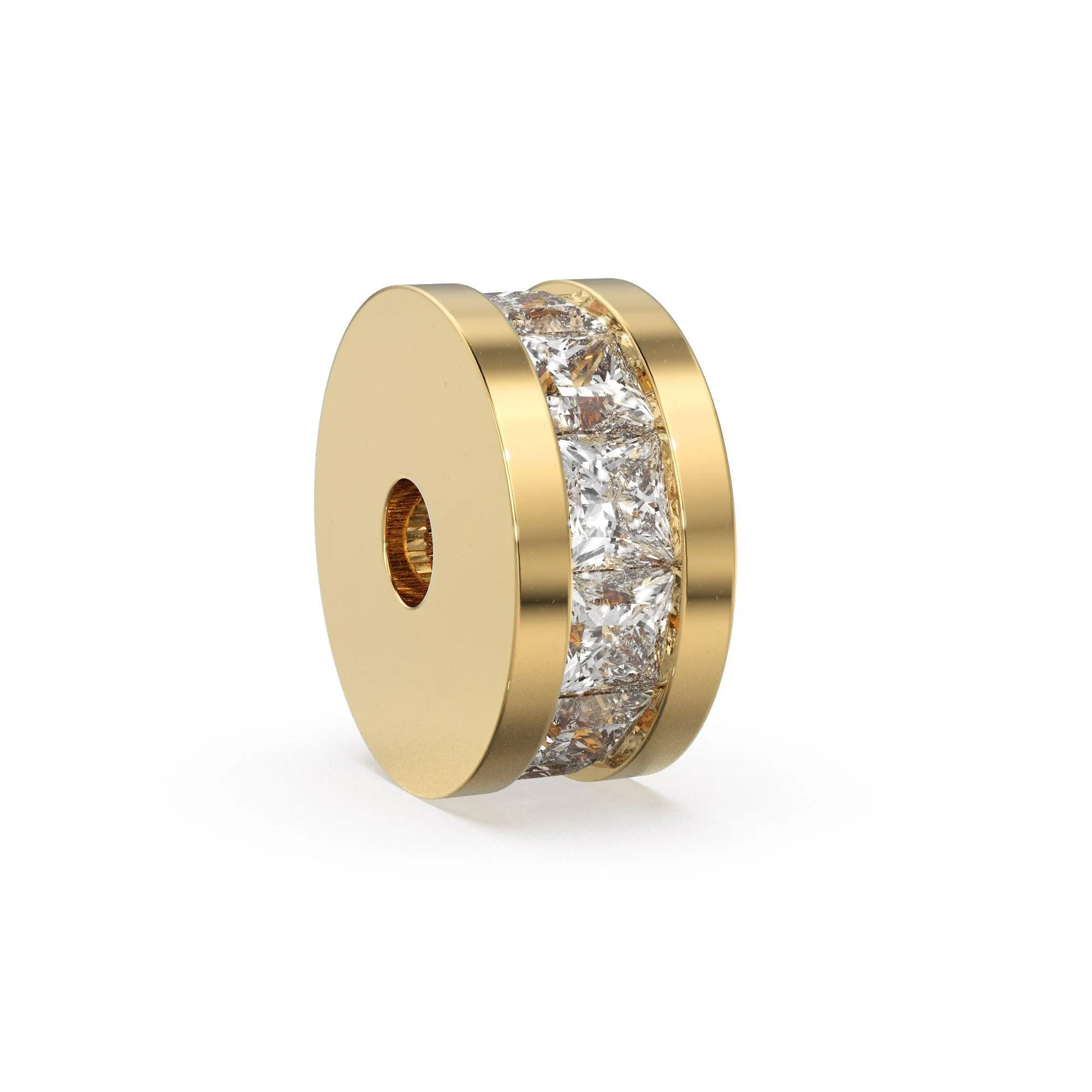 8mm Square Diamond Eternity Rondelle Wheel 18k Solid Yellow Gold Bead Finding Spacer / Gold Rondelle Bead / Real Diamond Gold 14k Findings