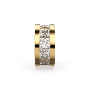 8mm Square Diamond Eternity Rondelle Wheel 18k Solid Yellow Gold Bead Finding Spacer / Gold Rondelle Bead / Real Diamond Gold 14k Findings