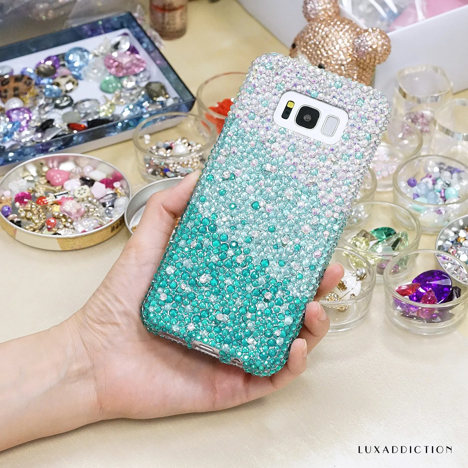 AB faded to Turquoise Crystals Design (style 925)